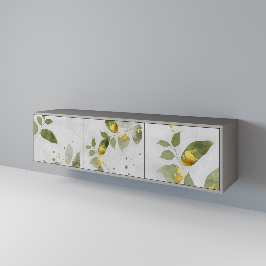 ELEGANT BOTANICS Móvel de TV com 3 Portas em Acabamento Cinzento