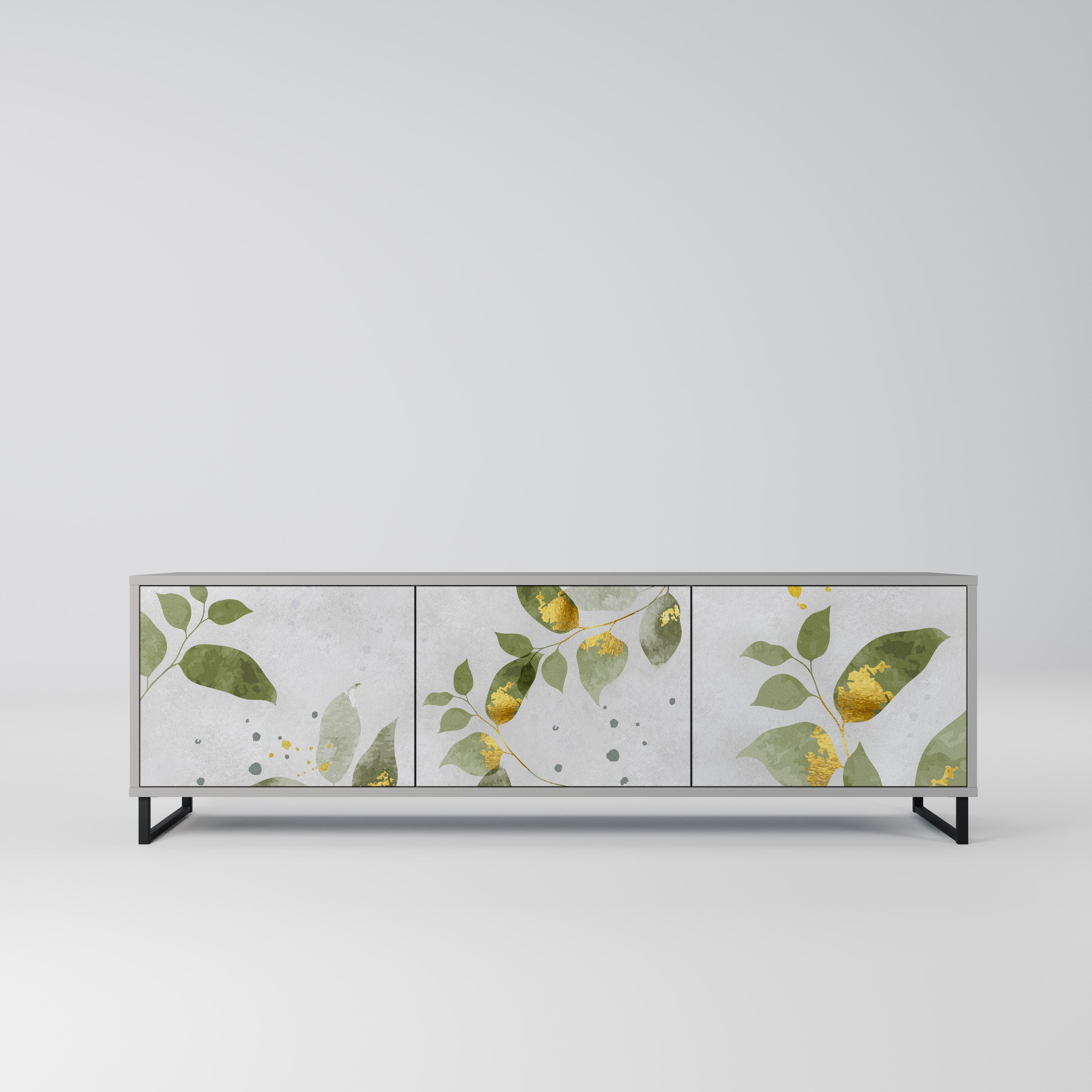 ELEGANT BOTANICS Móvel de TV com 3 Portas em Acabamento Cinzento