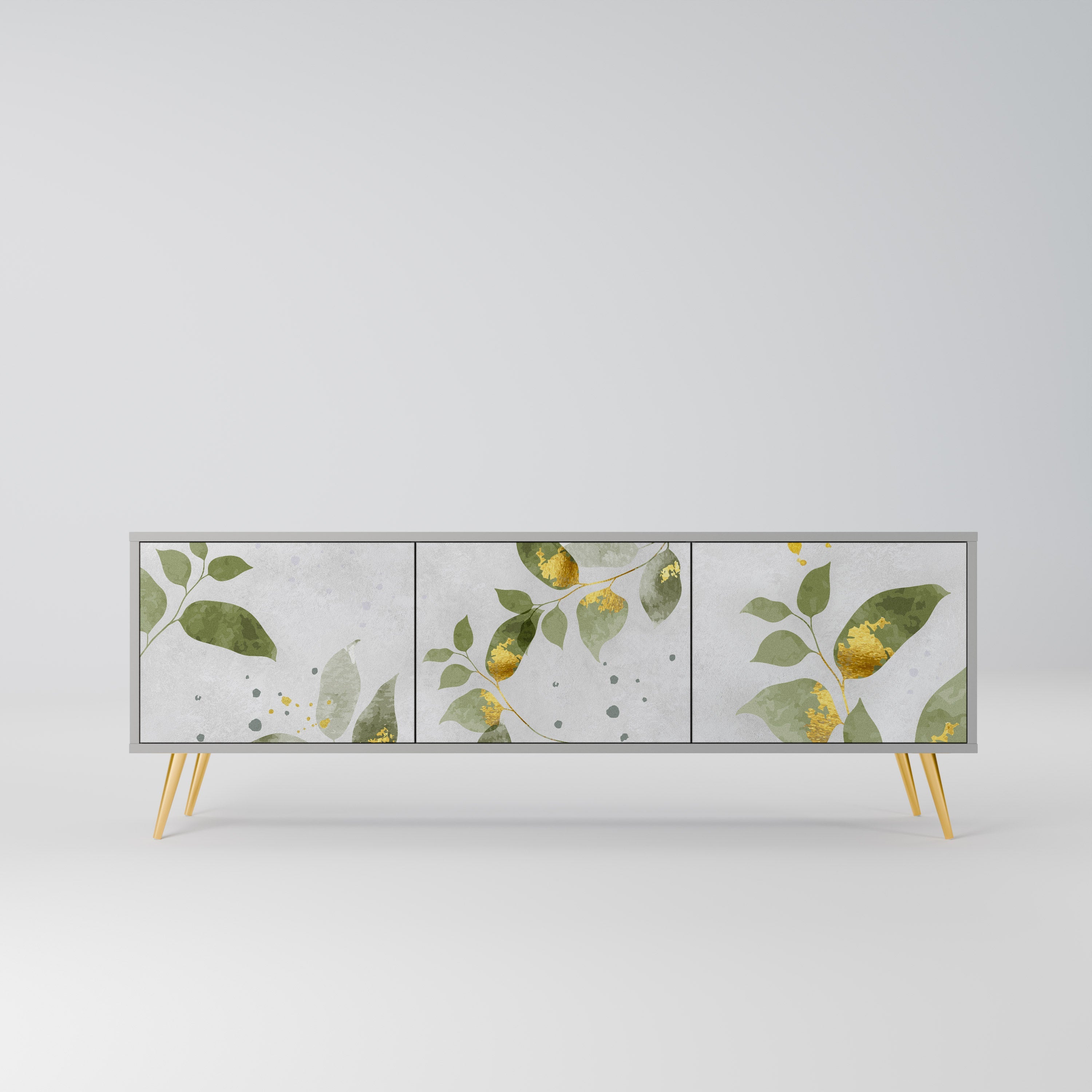 ELEGANT BOTANICS Móvel de TV com 3 Portas em Acabamento Cinzento