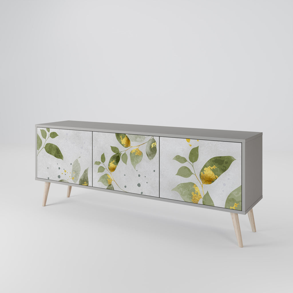 ELEGANT BOTANICS Móvel de TV com 3 Portas em Acabamento Cinzento