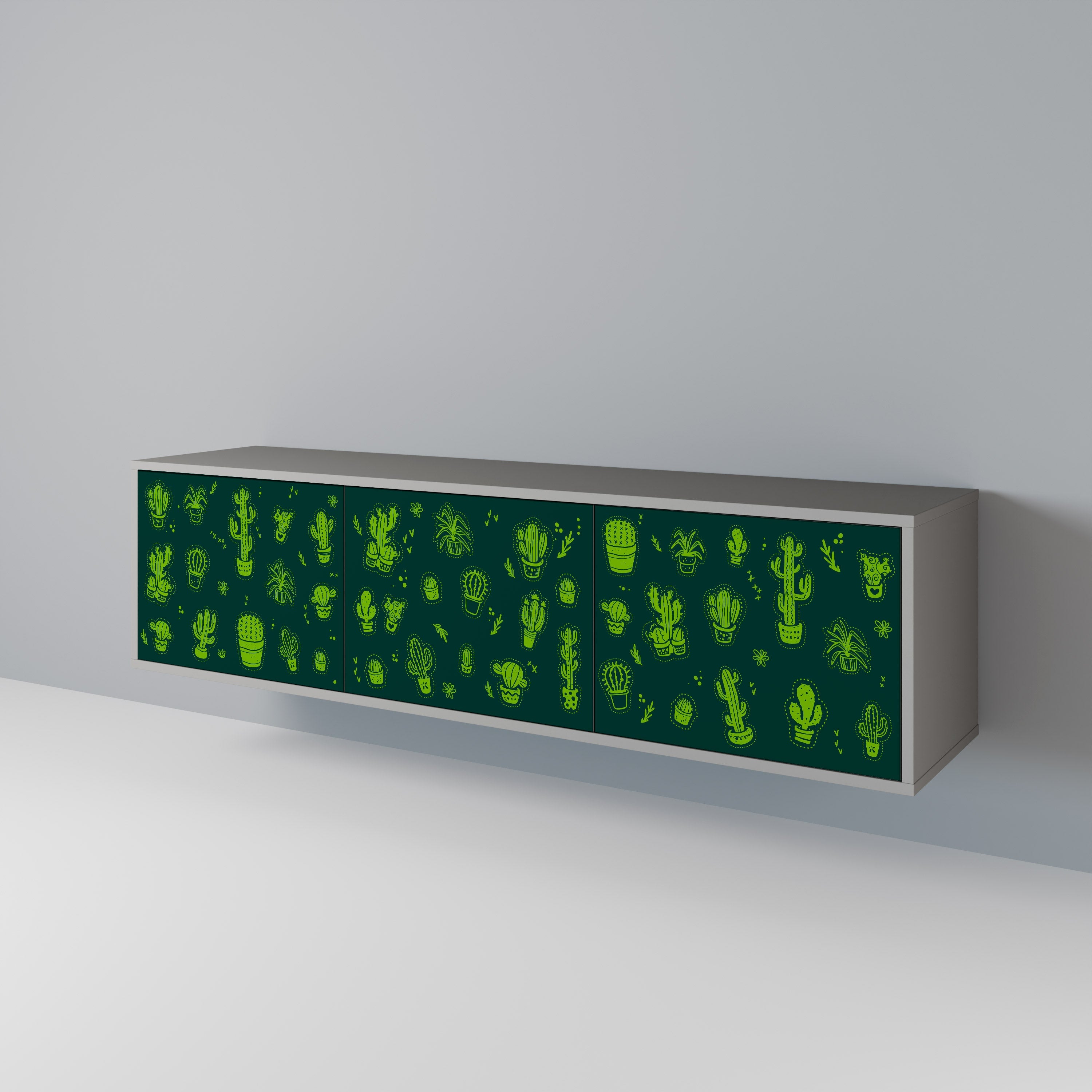 DESERT GREEN Móvel de TV com 3 Portas em Acabamento Cinzento