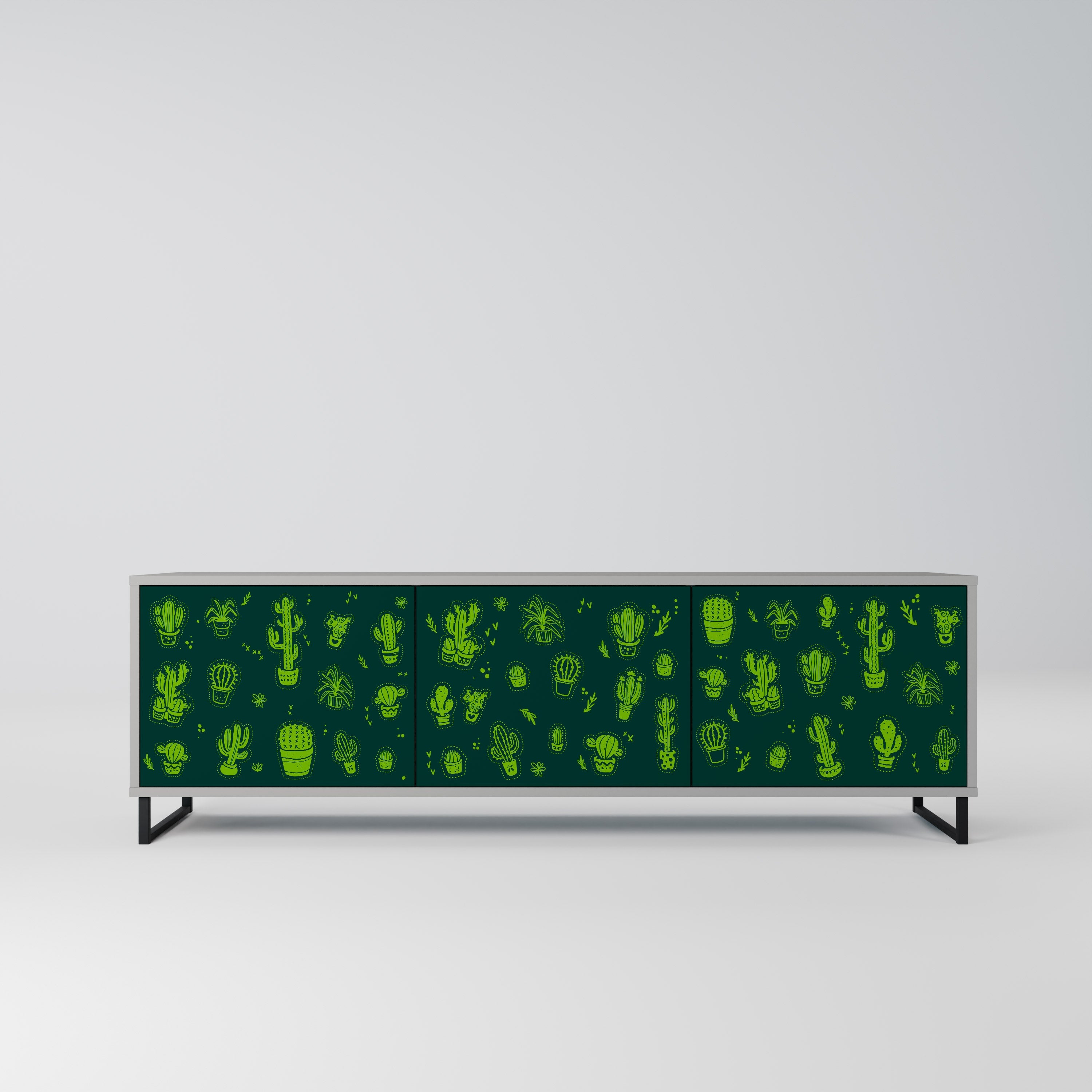 DESERT GREEN Móvel de TV com 3 Portas em Acabamento Cinzento