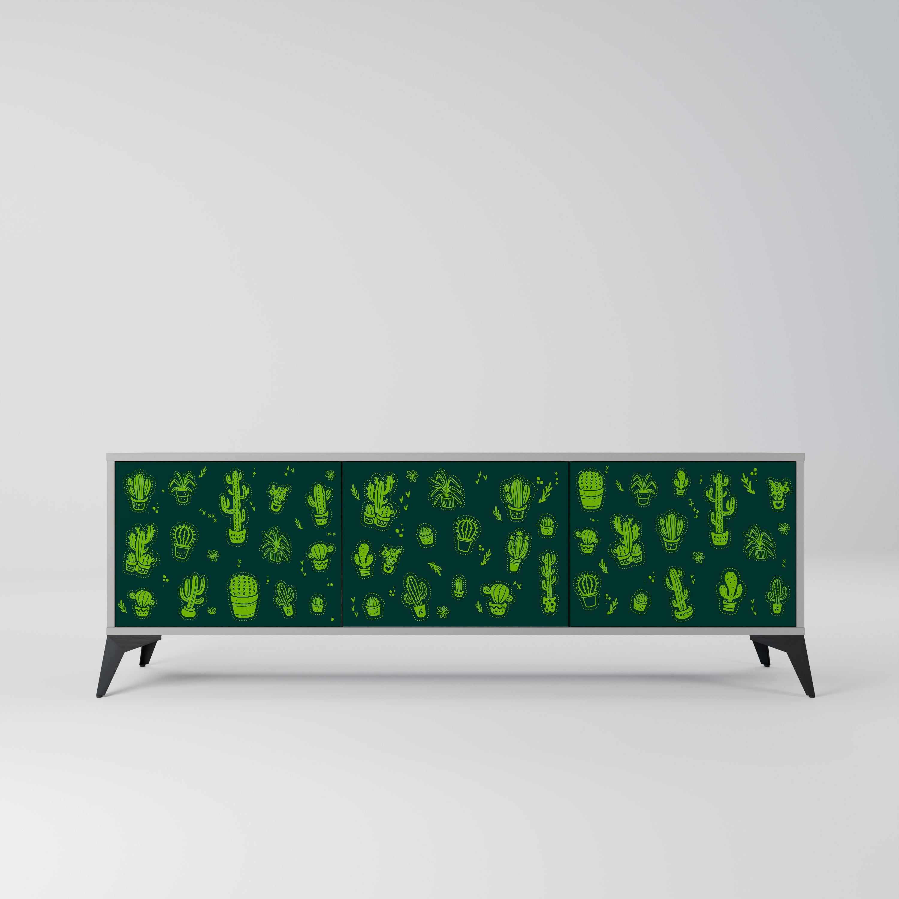 DESERT GREEN Móvel de TV com 3 Portas em Acabamento Cinzento