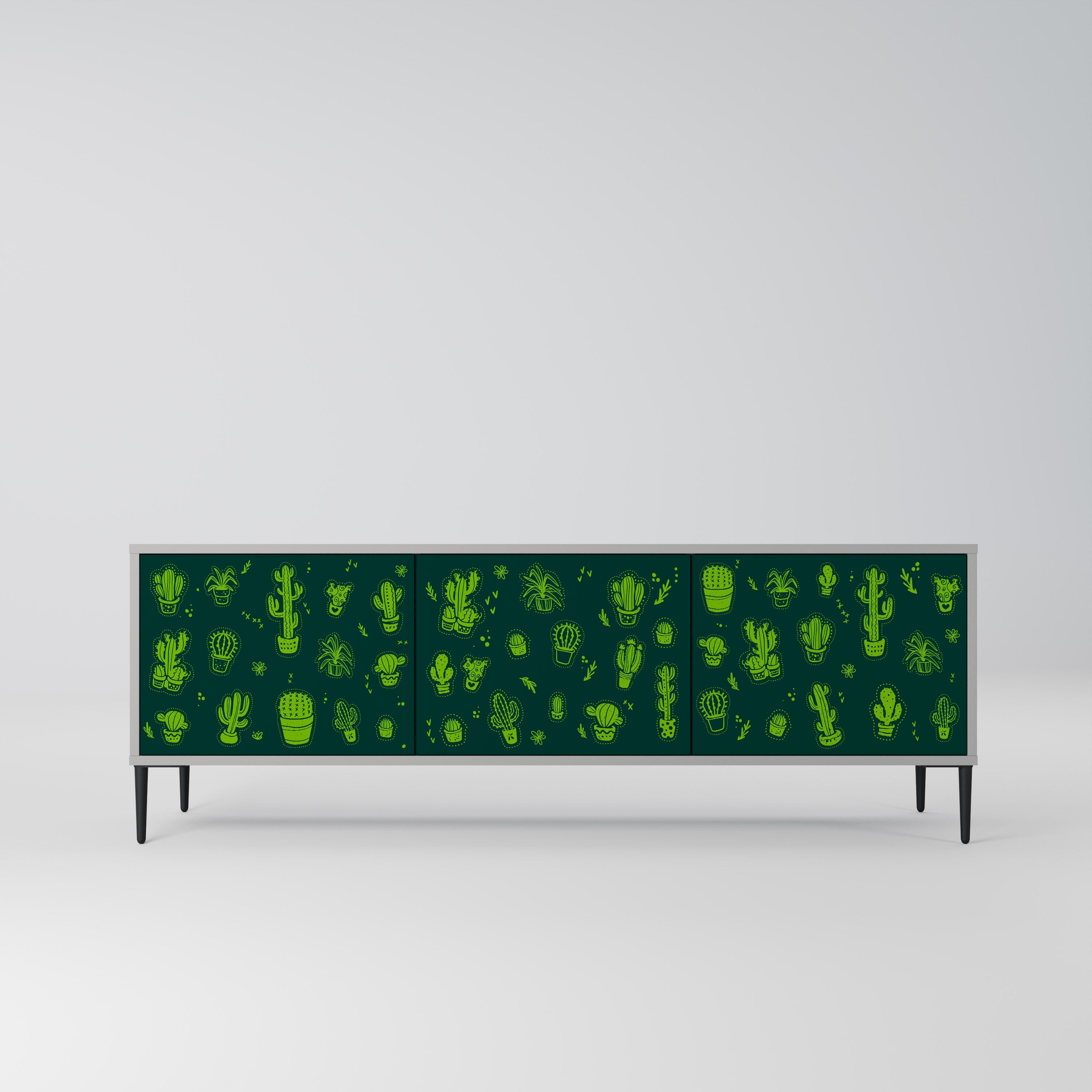 DESERT GREEN Móvel de TV com 3 Portas em Acabamento Cinzento