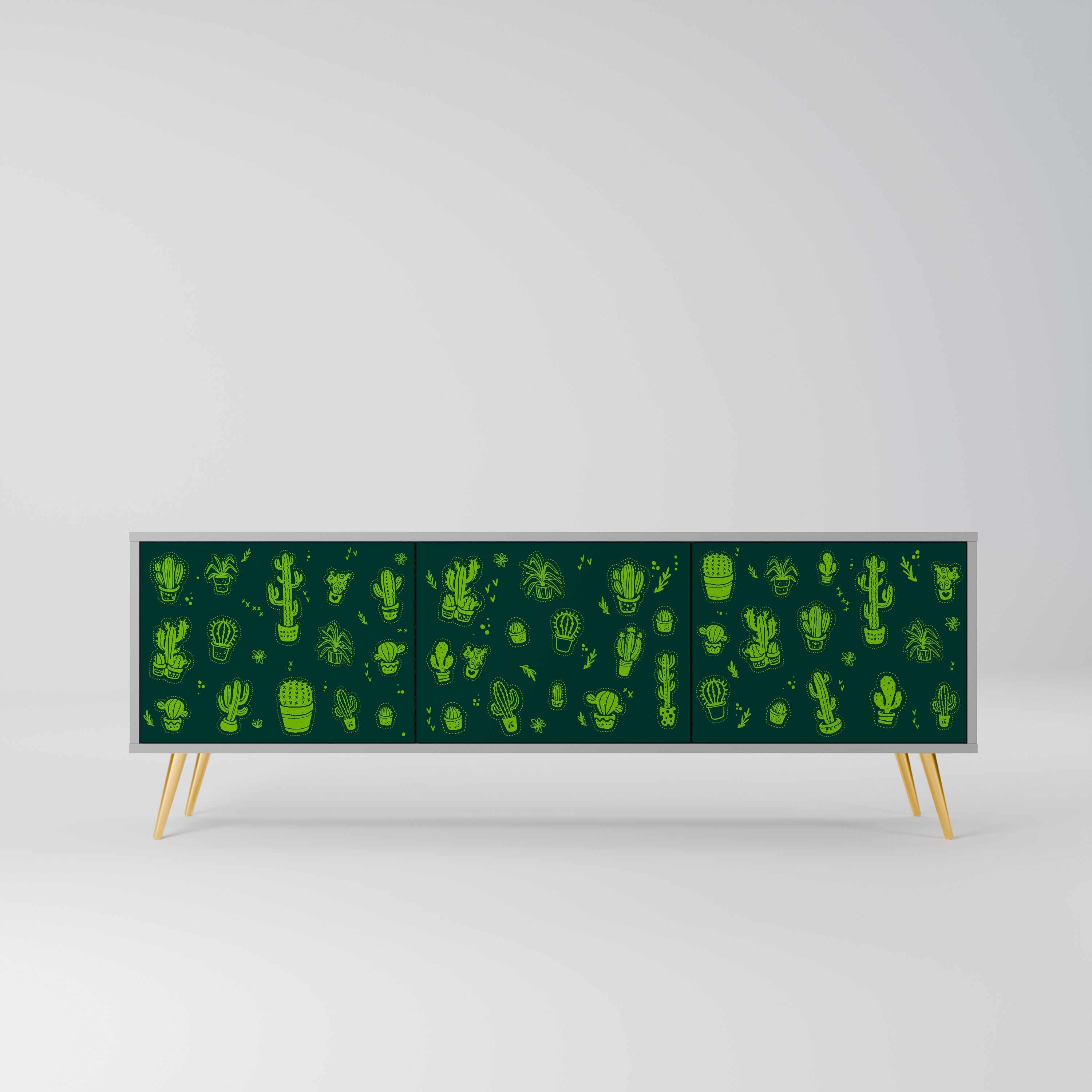 DESERT GREEN Móvel de TV com 3 Portas em Acabamento Cinzento