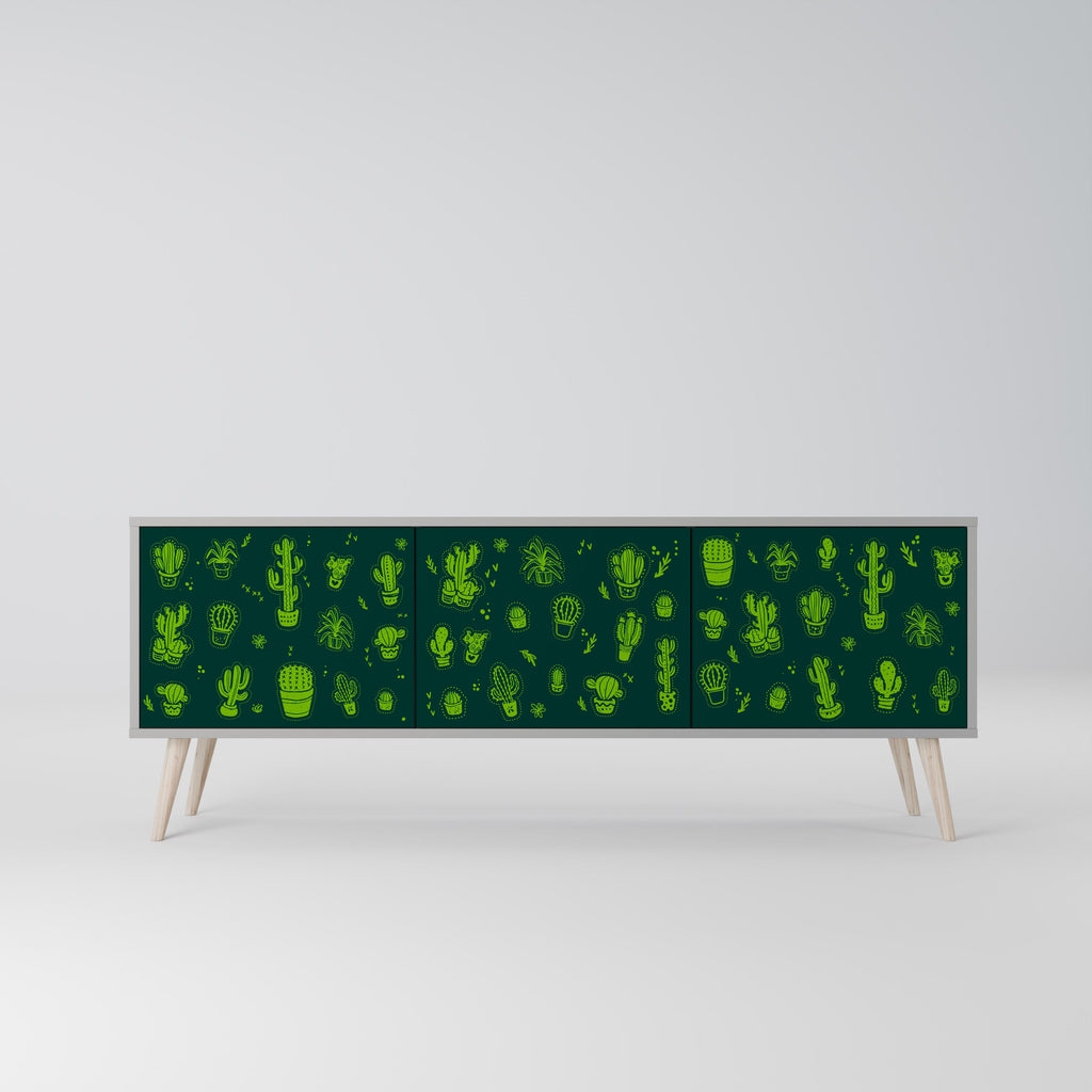 DESERT GREEN Móvel de TV com 3 Portas em Acabamento Cinzento