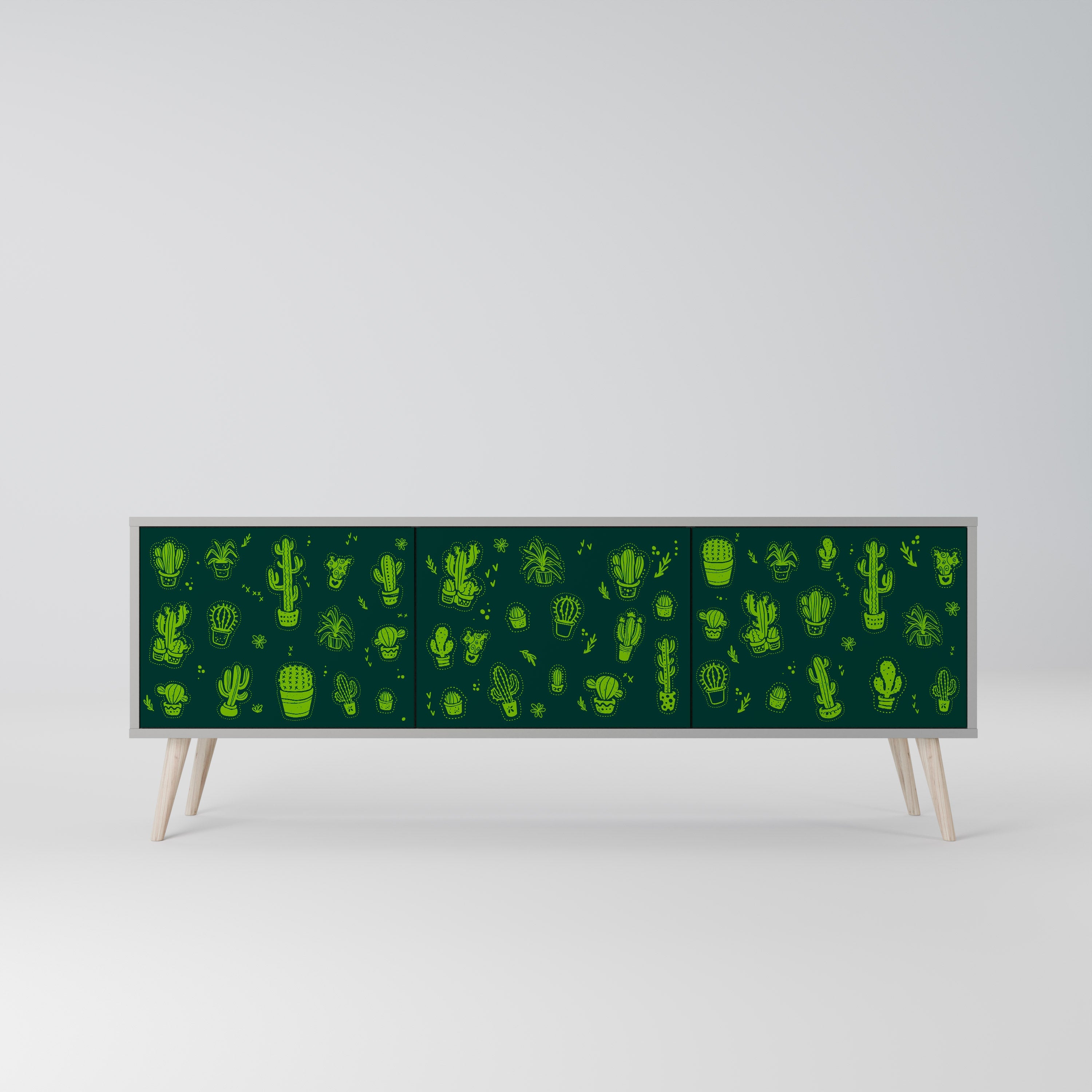 DESERT GREEN Móvel de TV com 3 Portas em Acabamento Cinzento