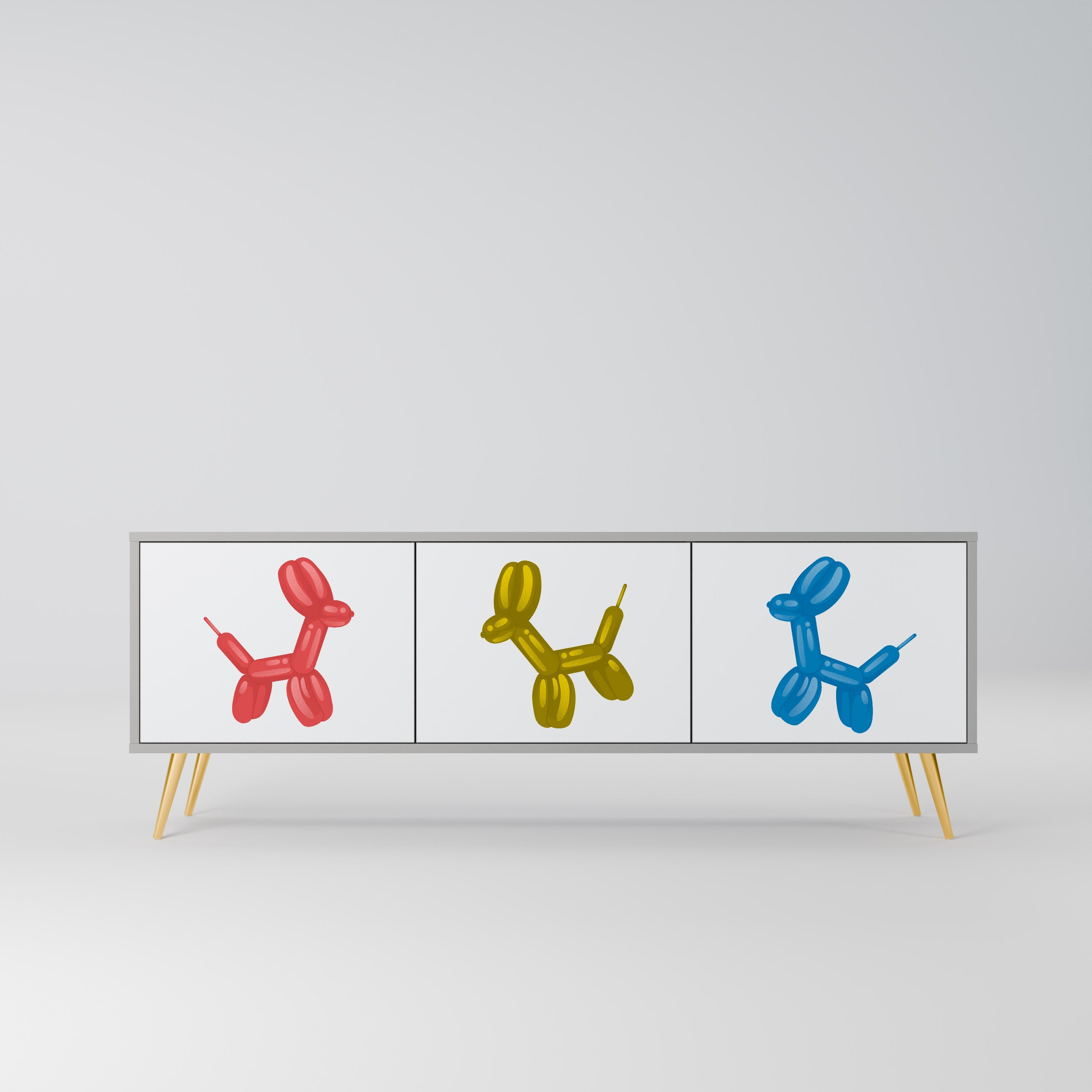 CHILDHOOD MEMORY Móvel de TV com 3 Portas em Acabamento Cinzento