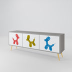 CHILDHOOD MEMORY Móvel de TV com 3 Portas em Acabamento Cinzento