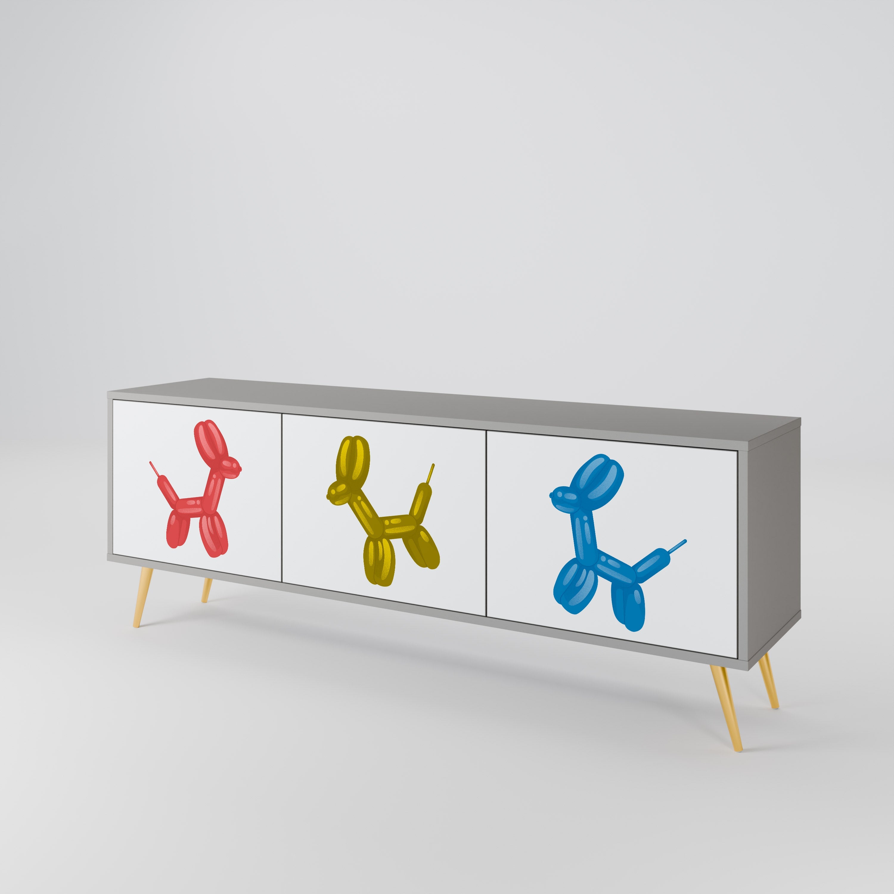 CHILDHOOD MEMORY Móvel de TV com 3 Portas em Acabamento Cinzento