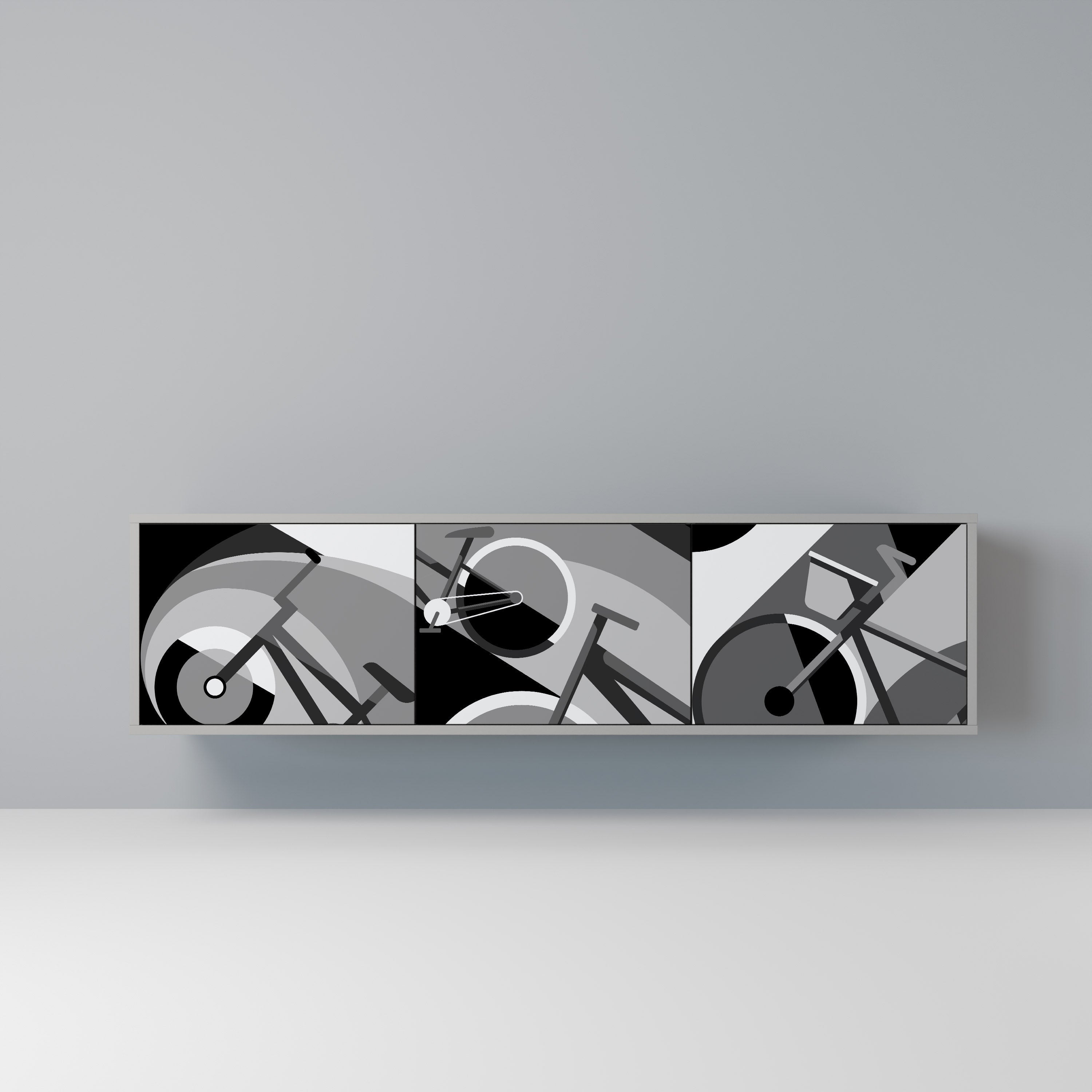 BIKE ENERGY Móvel de TV com 3 Portas em Acabamento Cinzento