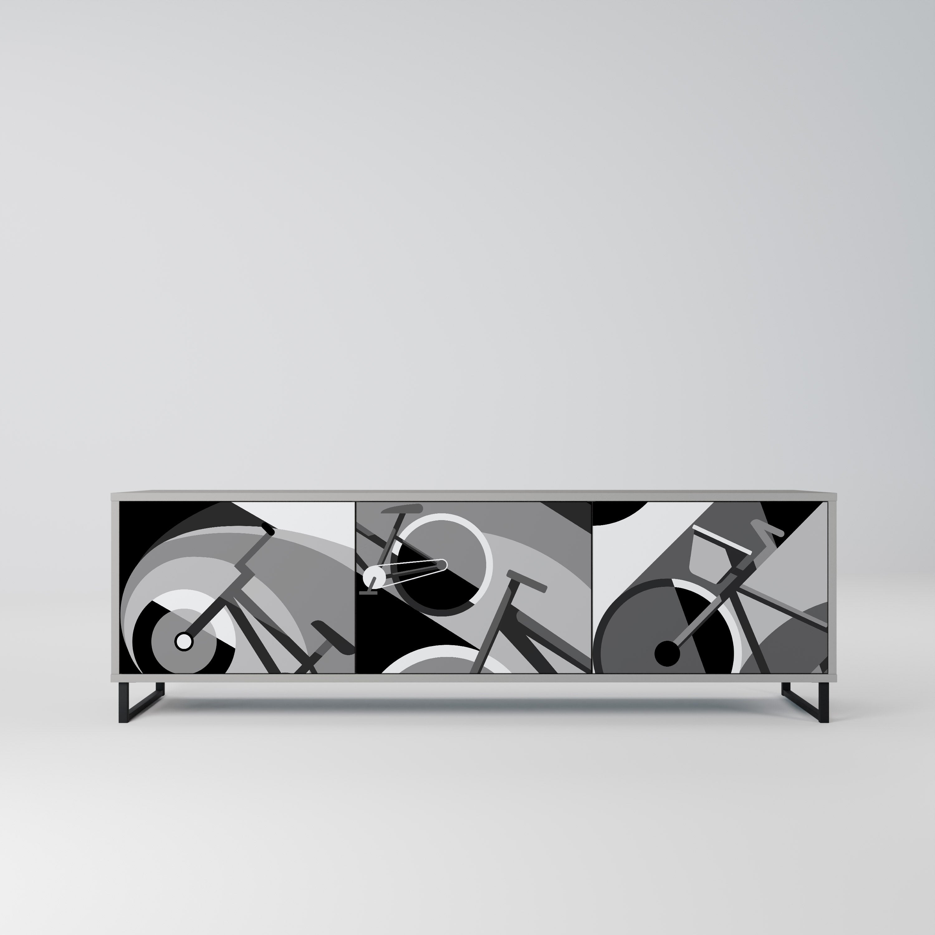 BIKE ENERGY Móvel de TV com 3 Portas em Acabamento Cinzento