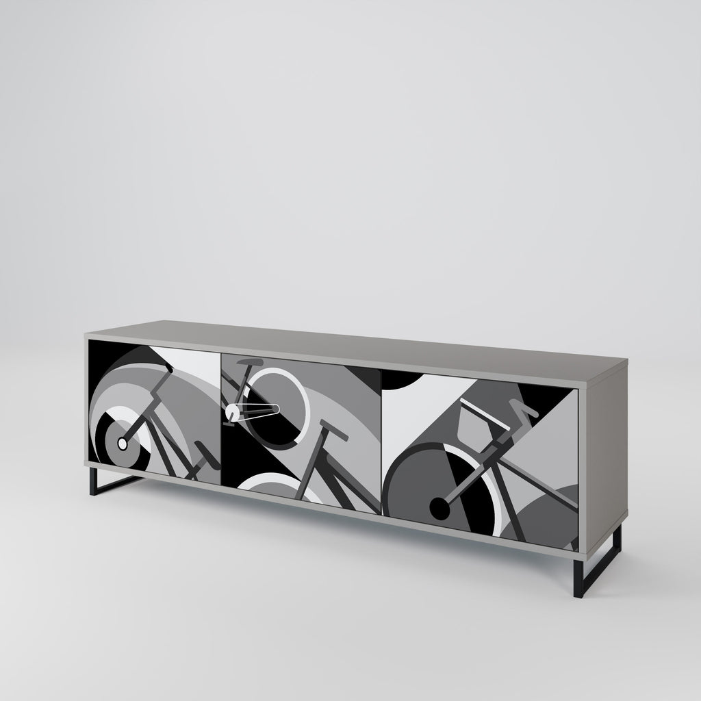 BIKE ENERGY Móvel de TV com 3 Portas em Acabamento Cinzento