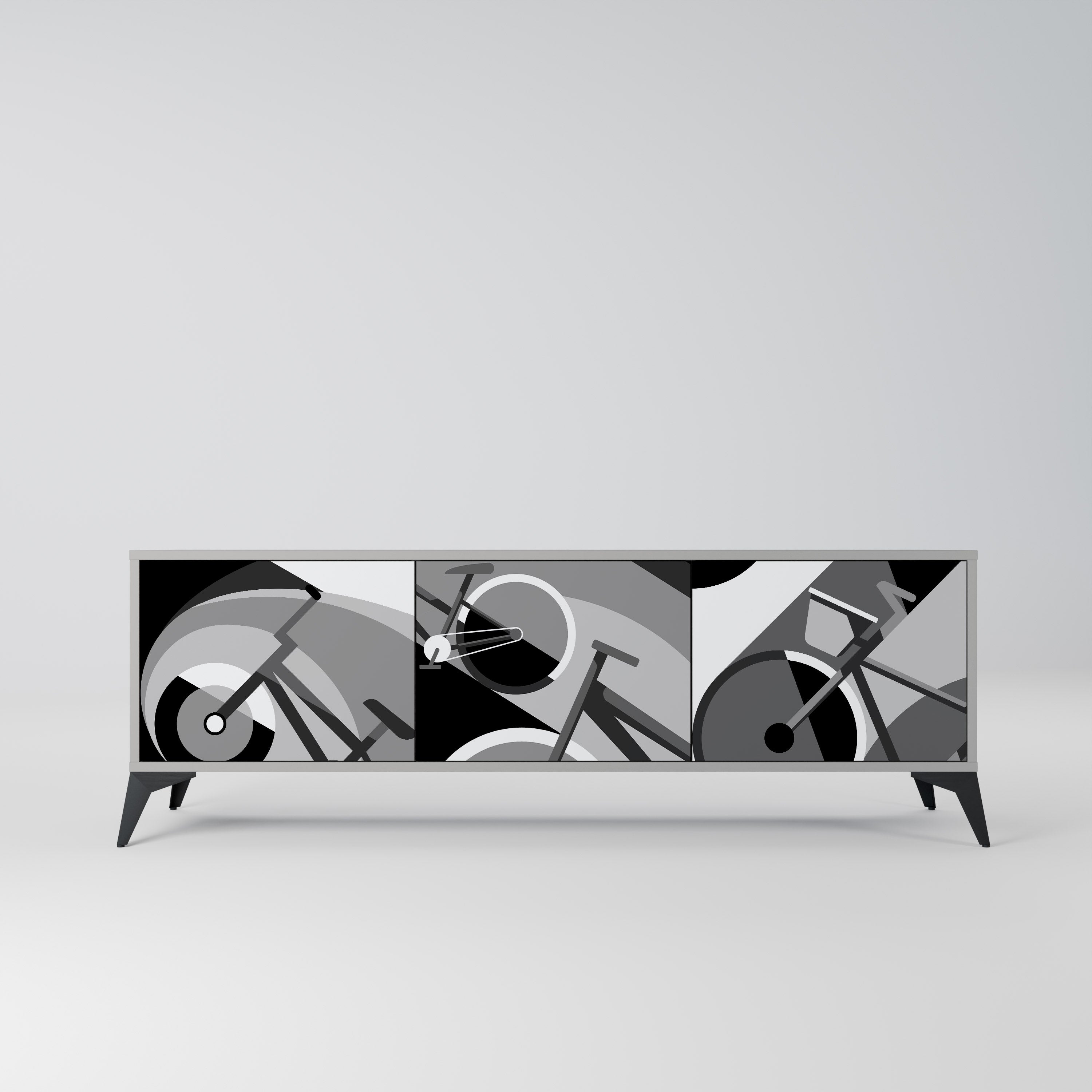 BIKE ENERGY Móvel de TV com 3 Portas em Acabamento Cinzento