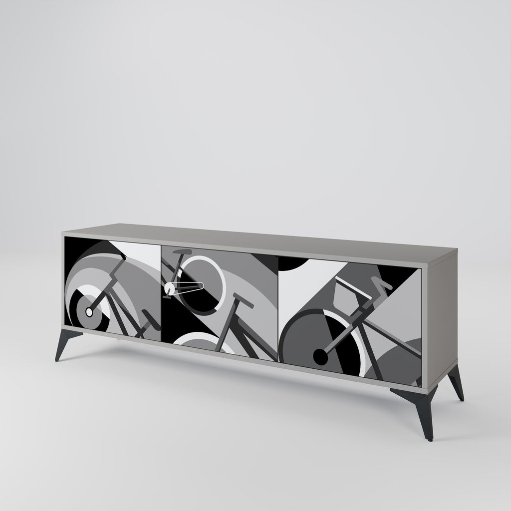 BIKE ENERGY Móvel de TV com 3 Portas em Acabamento Cinzento