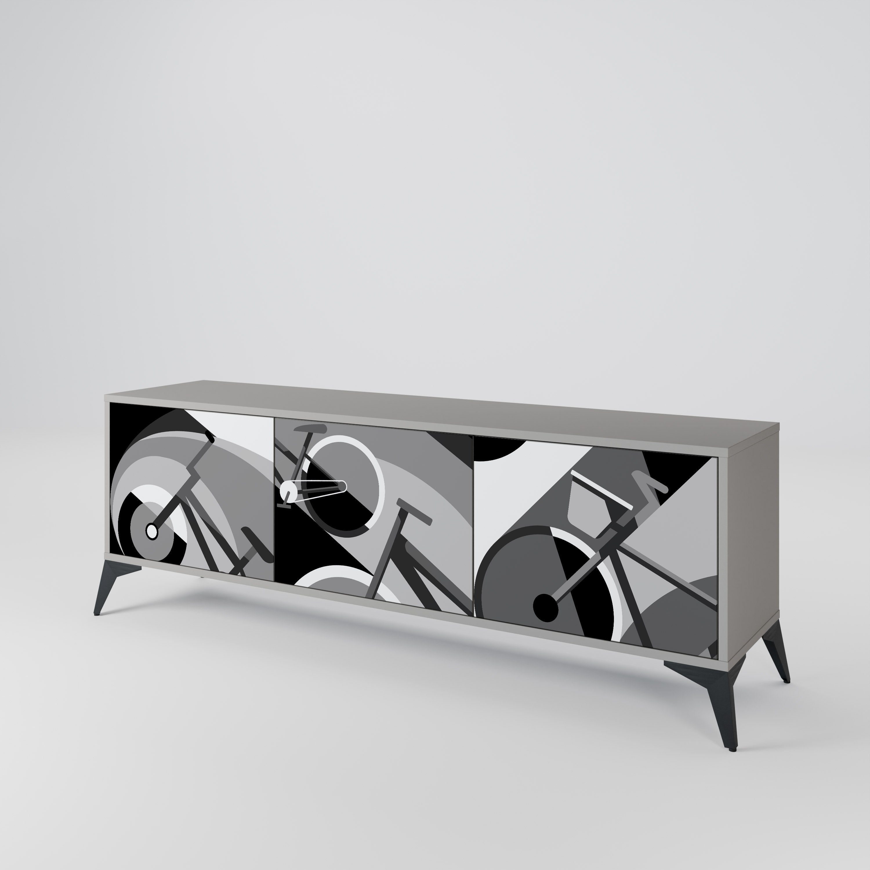 BIKE ENERGY Móvel de TV com 3 Portas em Acabamento Cinzento