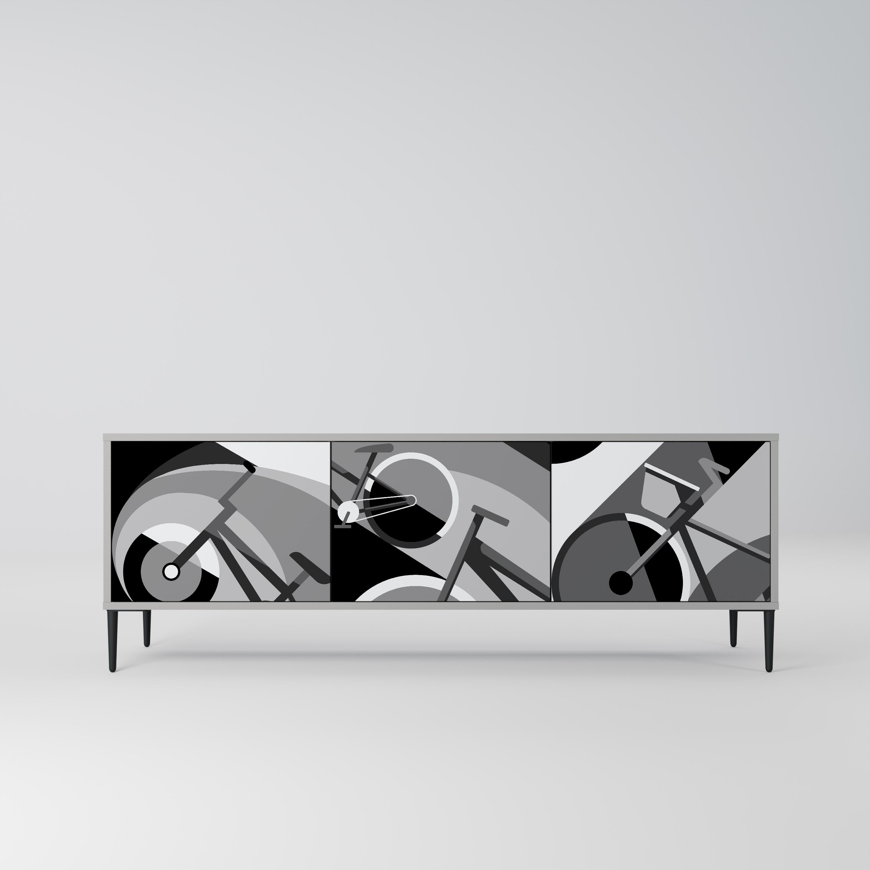 BIKE ENERGY Móvel de TV com 3 Portas em Acabamento Cinzento