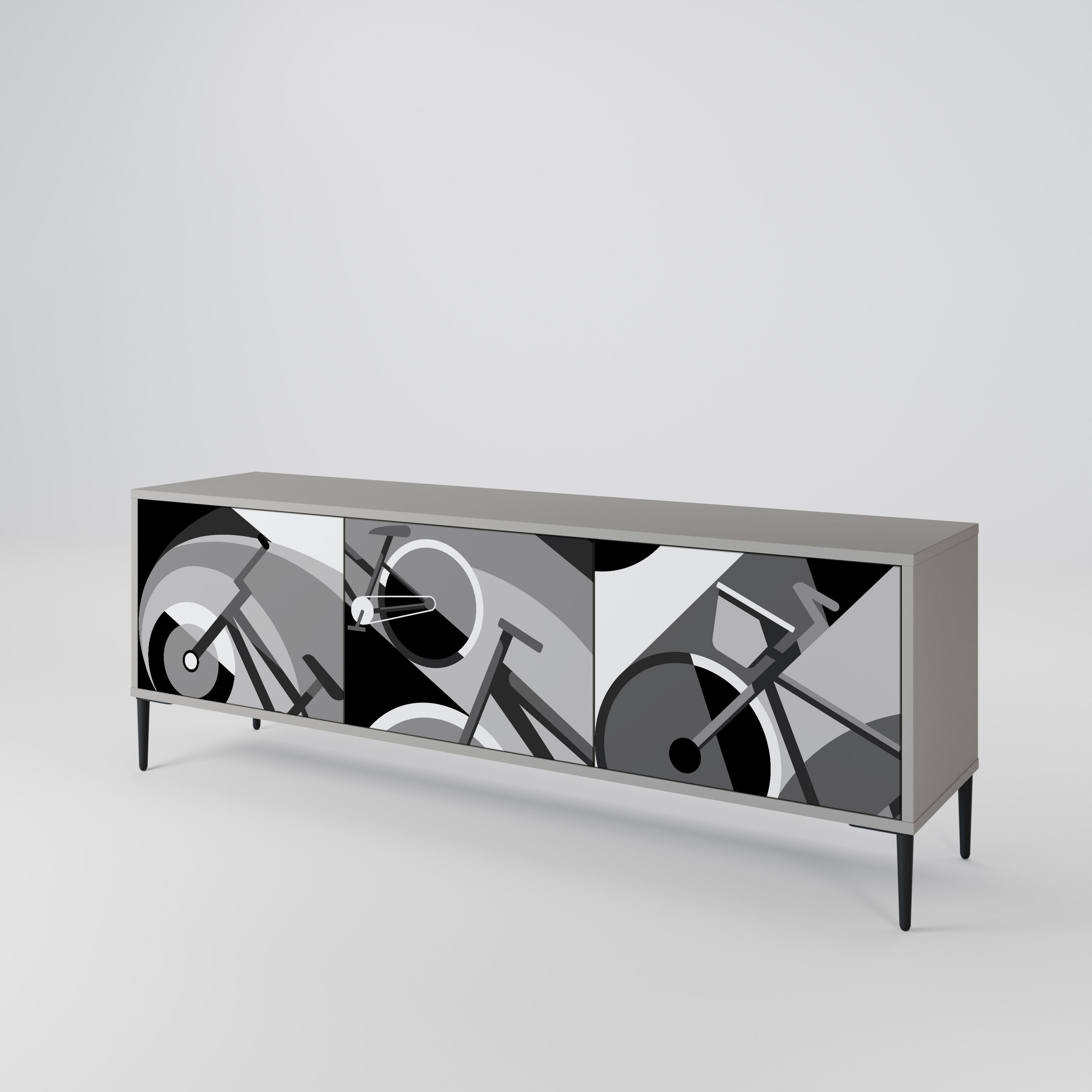 BIKE ENERGY Móvel de TV com 3 Portas em Acabamento Cinzento