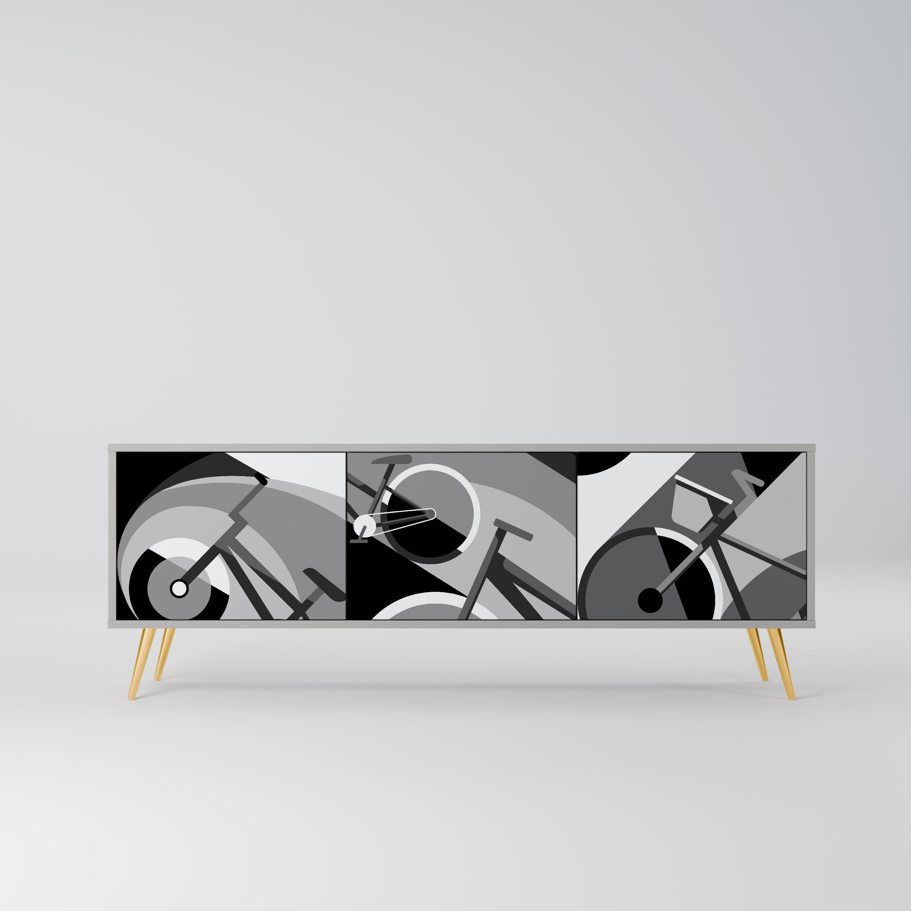 BIKE ENERGY Móvel de TV com 3 Portas em Acabamento Cinzento