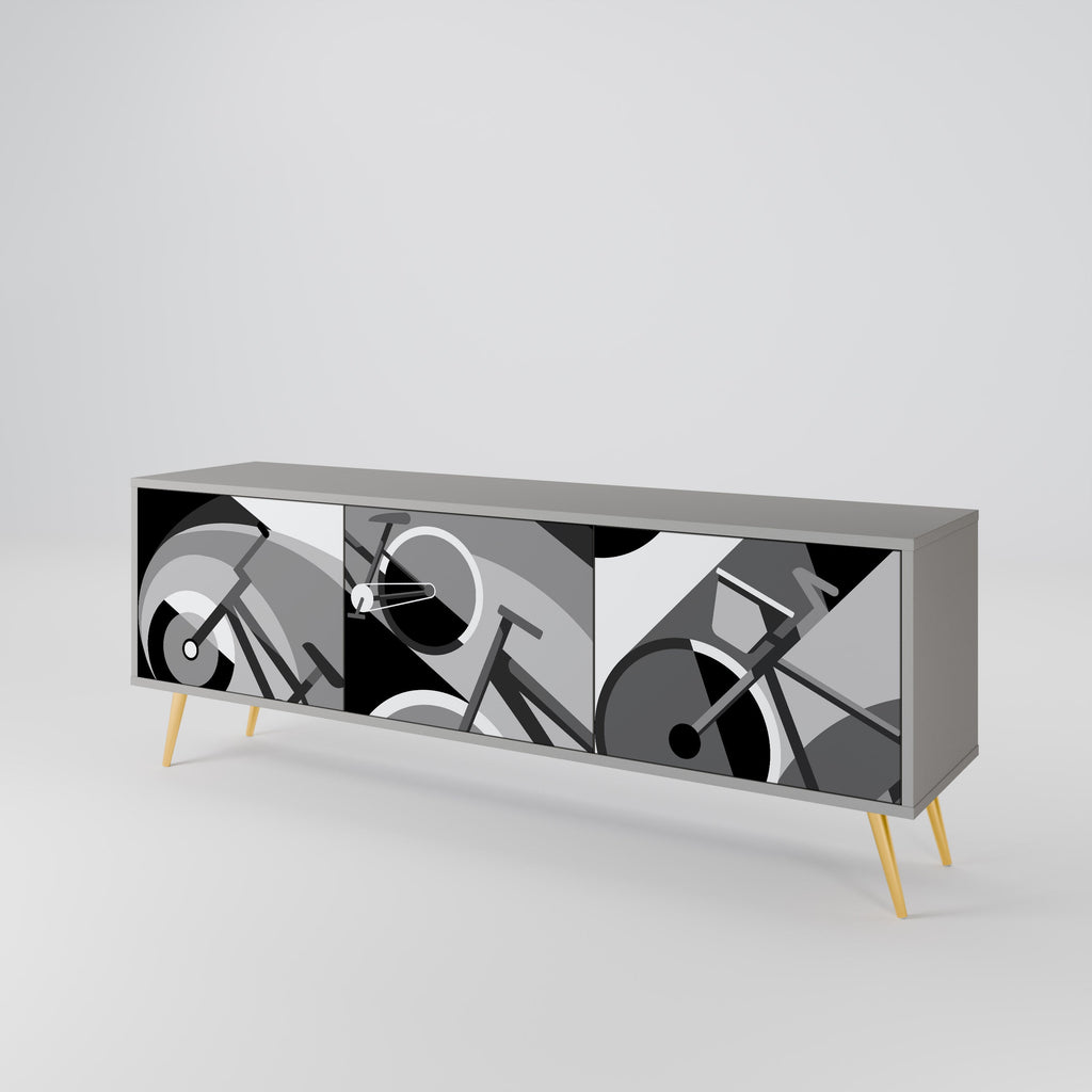 BIKE ENERGY Móvel de TV com 3 Portas em Acabamento Cinzento