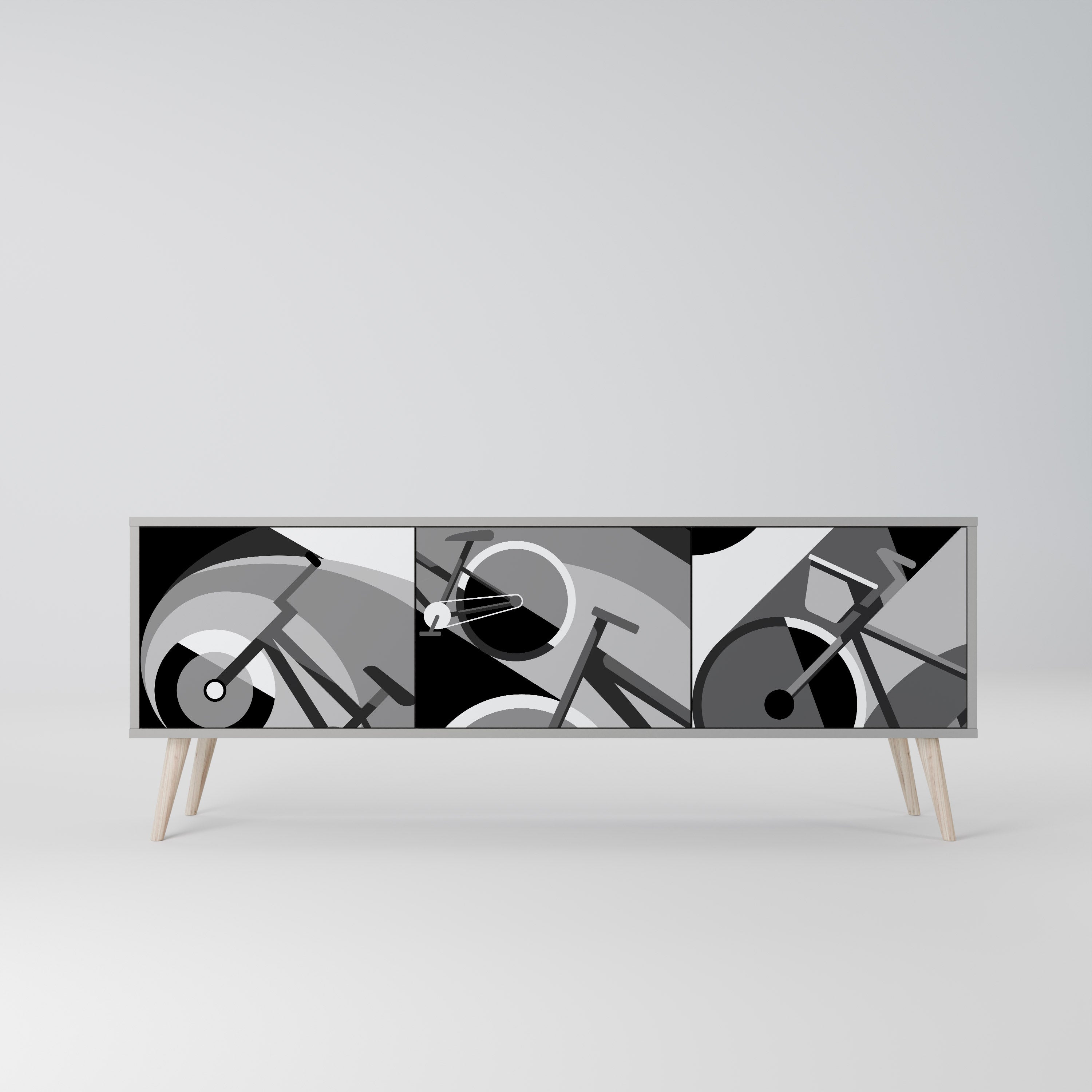 BIKE ENERGY Móvel de TV com 3 Portas em Acabamento Cinzento