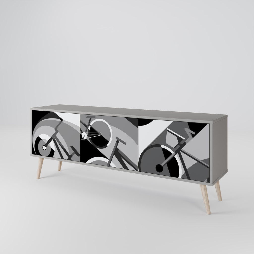 BIKE ENERGY Móvel de TV com 3 Portas em Acabamento Cinzento