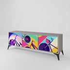 BIKE DREAMS 3-Door TV Stand in Grey Finish