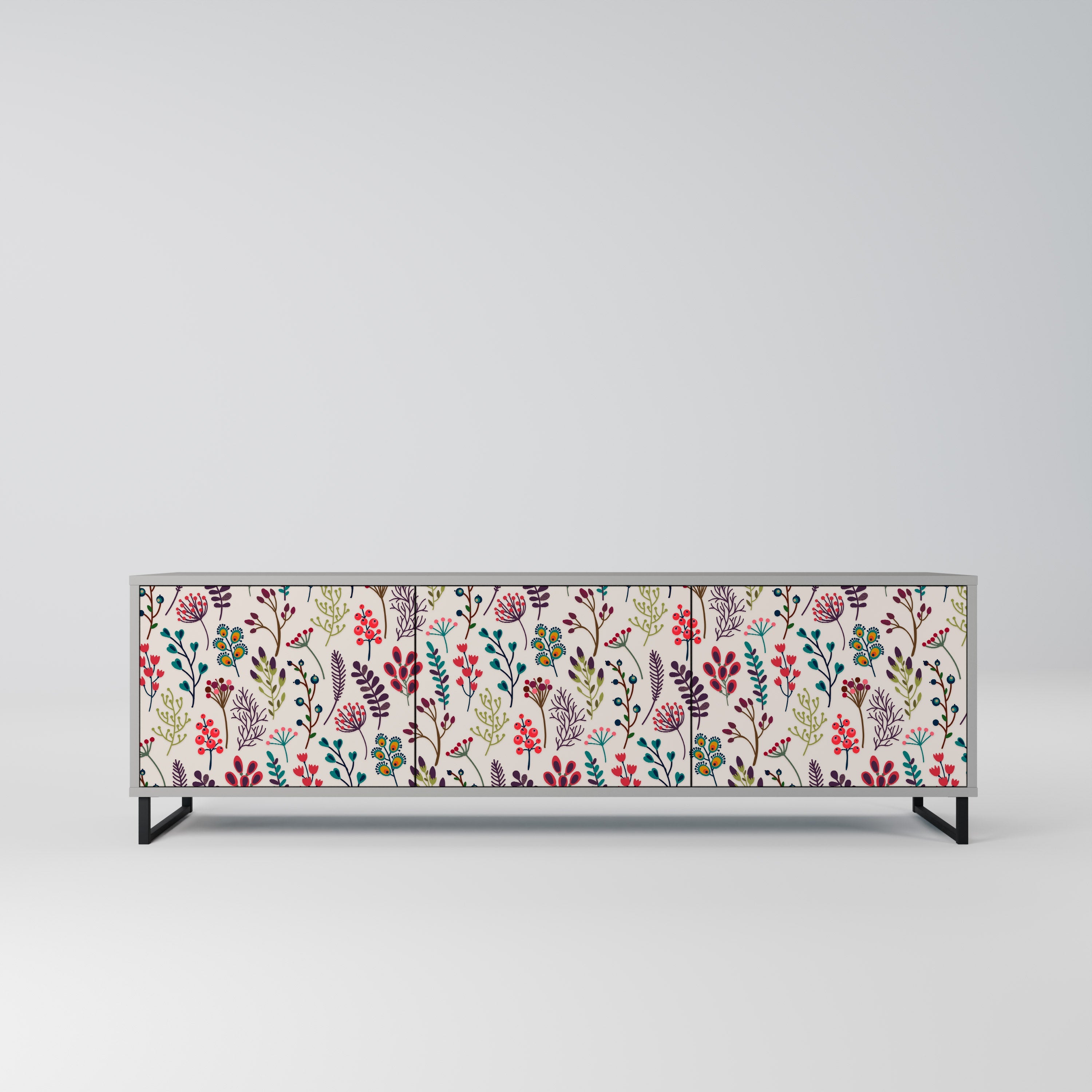 AUTUMN SUNDRIES Móvel de TV com 3 Portas em Acabamento Cinzento