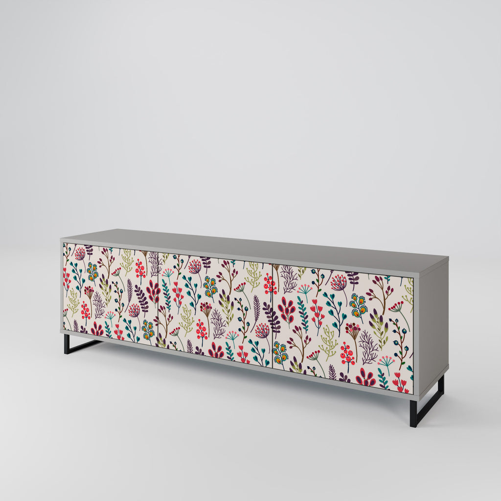 AUTUMN SUNDRIES Móvel de TV com 3 Portas em Acabamento Cinzento