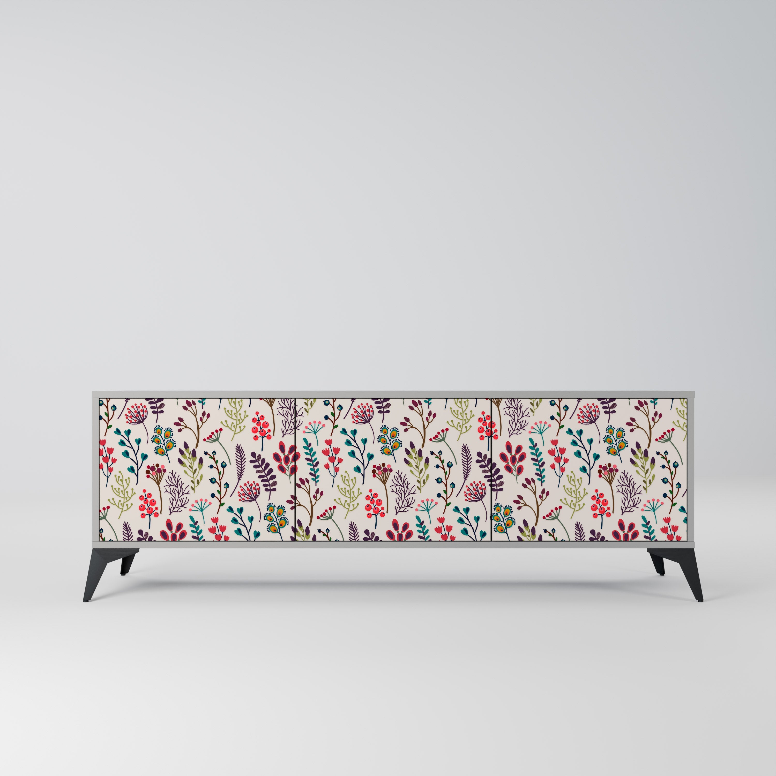 AUTUMN SUNDRIES Móvel de TV com 3 Portas em Acabamento Cinzento