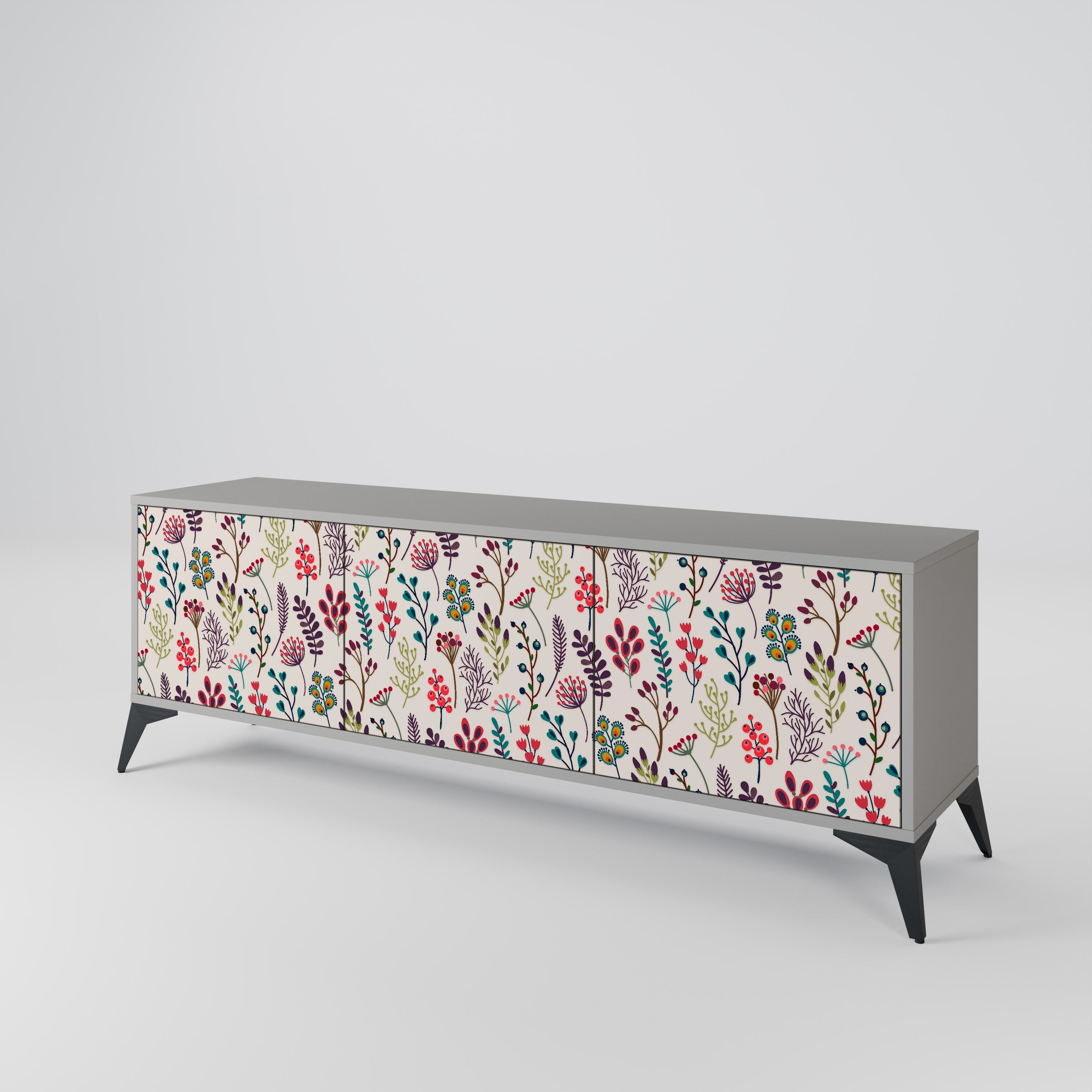 AUTUMN SUNDRIES Móvel de TV com 3 Portas em Acabamento Cinzento