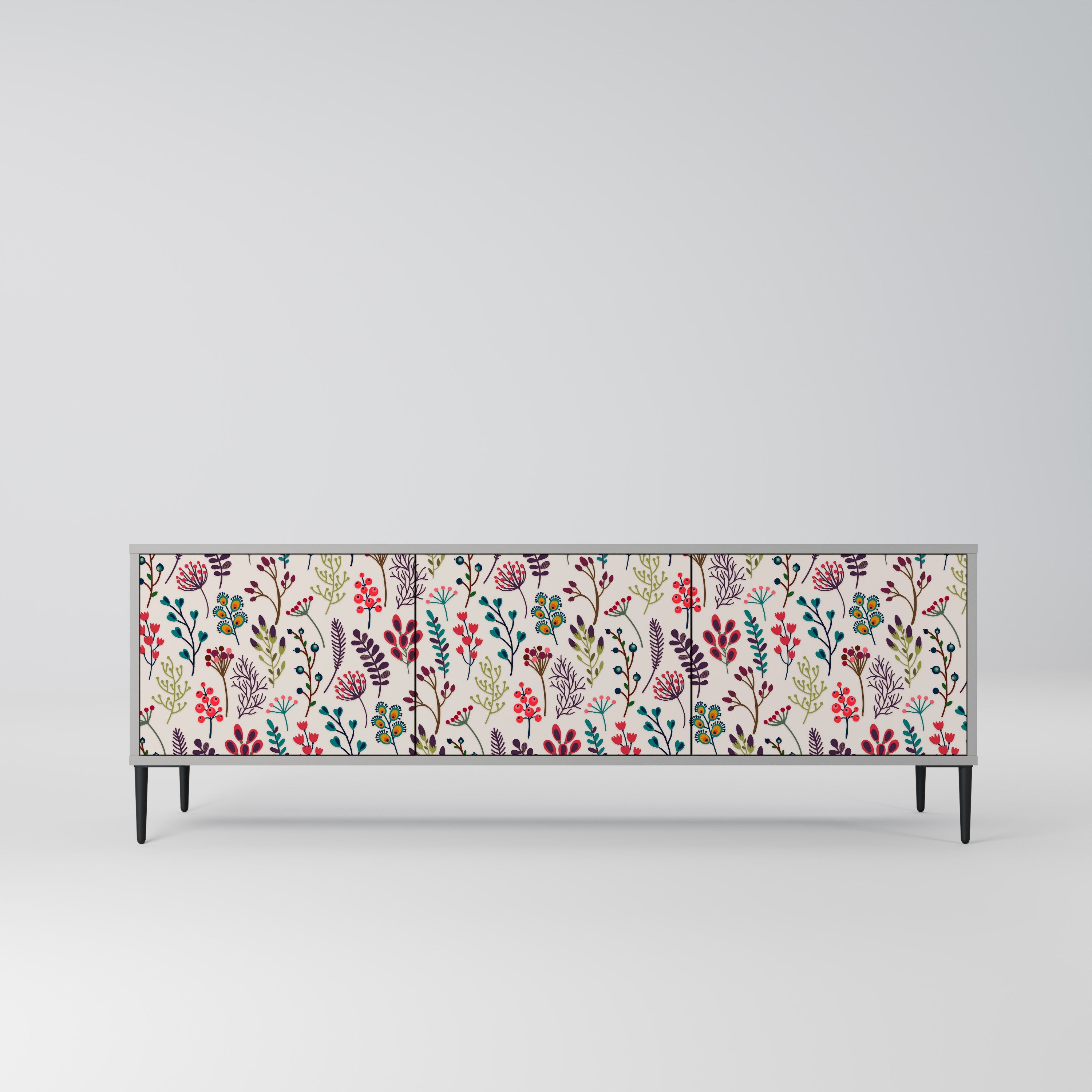 AUTUMN SUNDRIES Móvel de TV com 3 Portas em Acabamento Cinzento