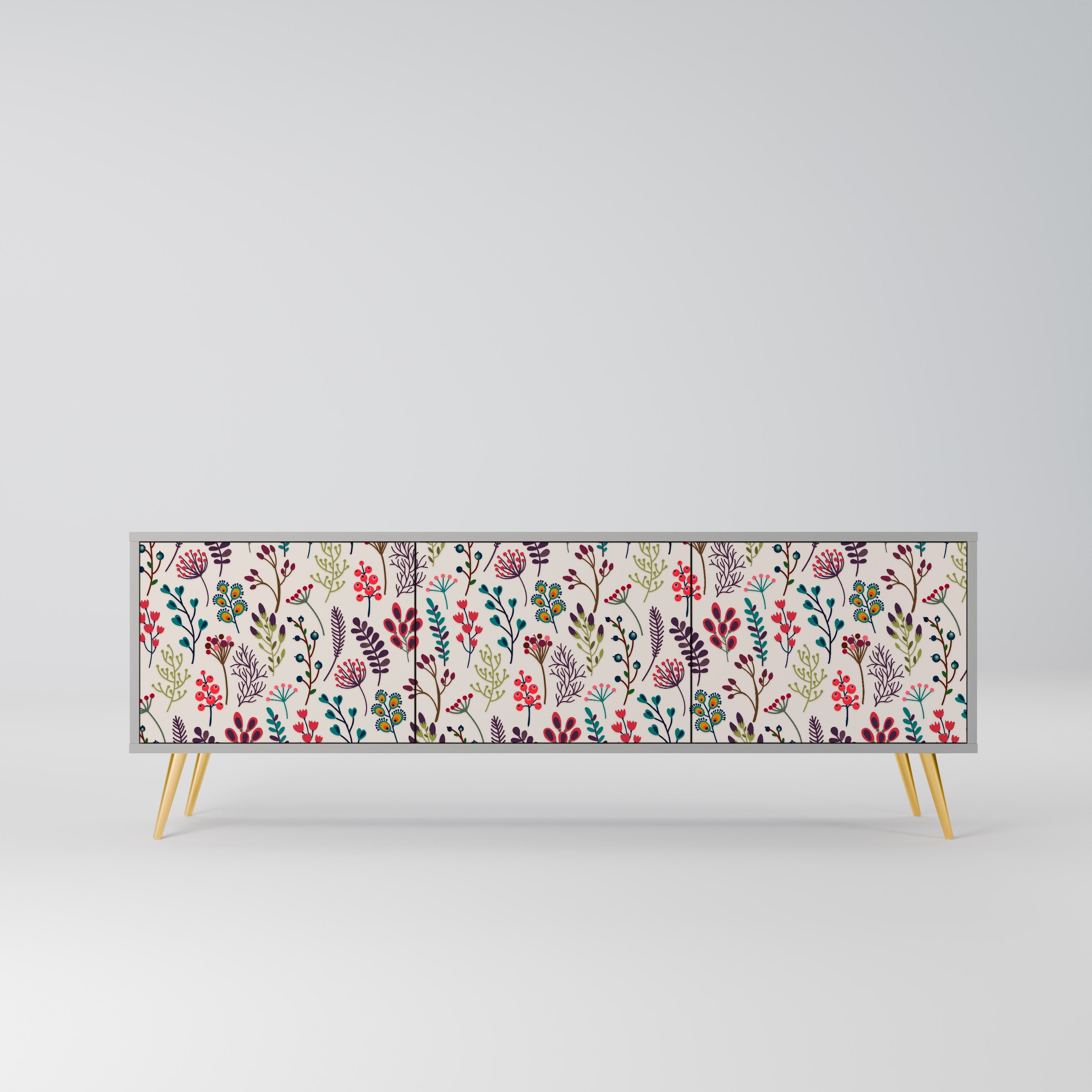 AUTUMN SUNDRIES Móvel de TV com 3 Portas em Acabamento Cinzento