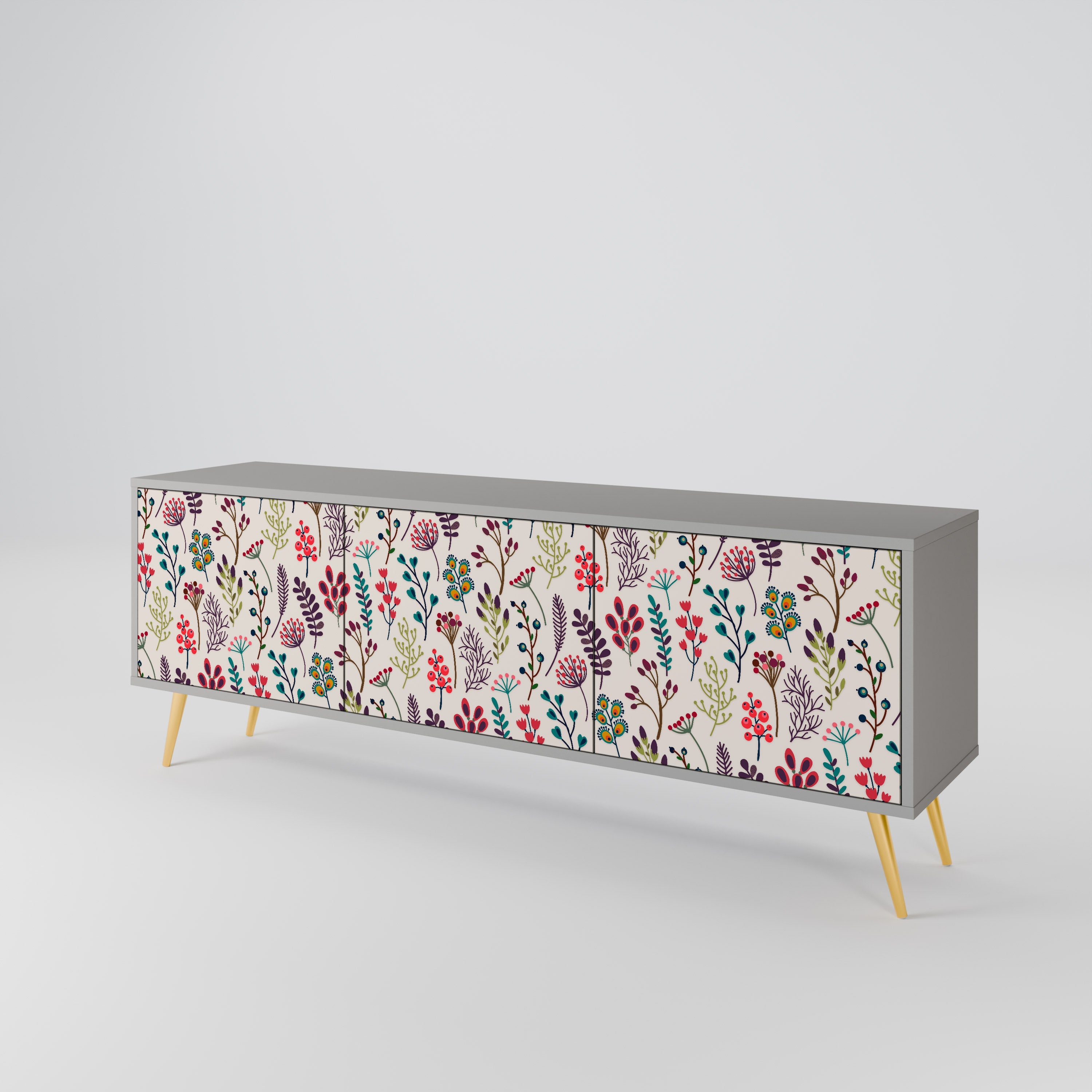 AUTUMN SUNDRIES Móvel de TV com 3 Portas em Acabamento Cinzento