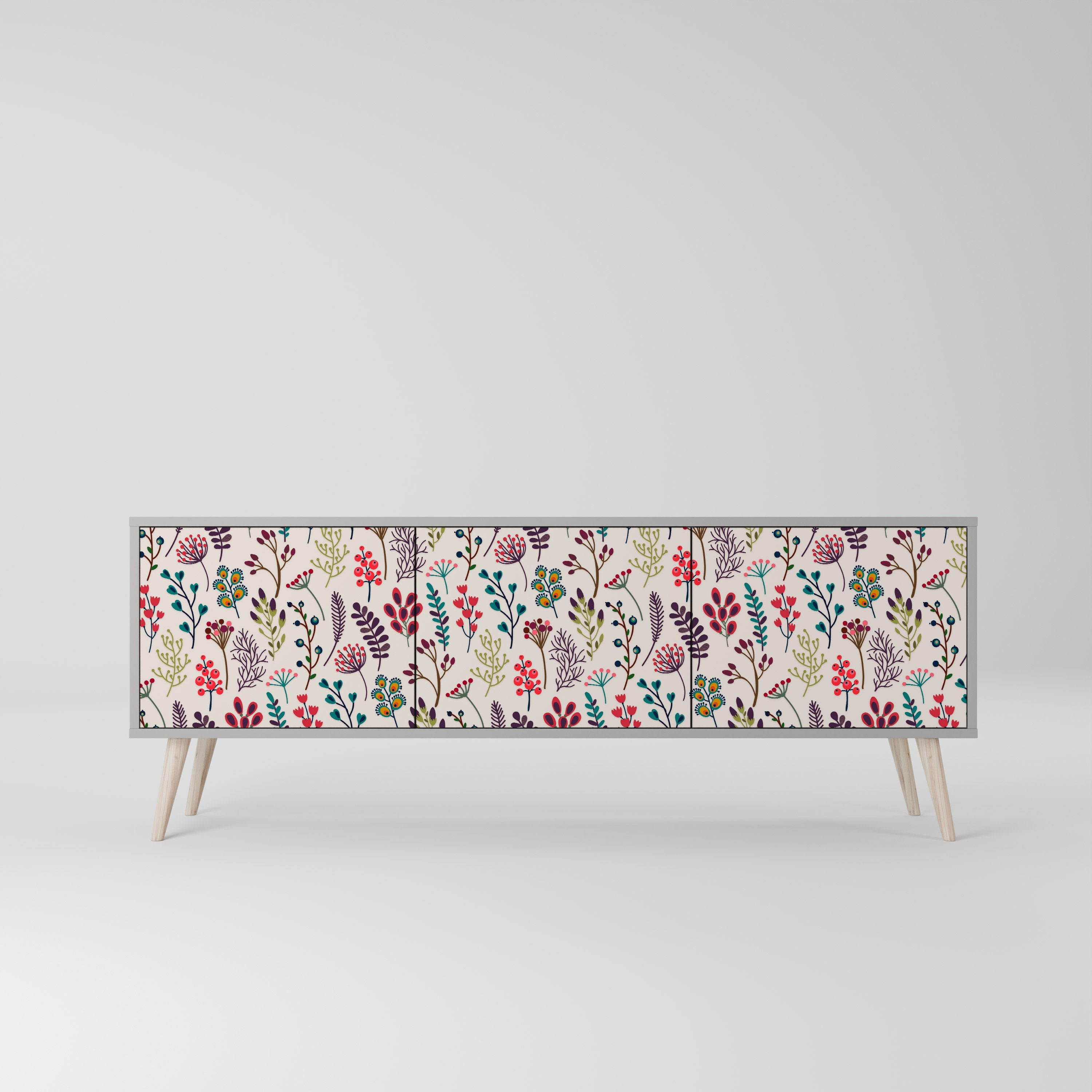 AUTUMN SUNDRIES Móvel de TV com 3 Portas em Acabamento Cinzento