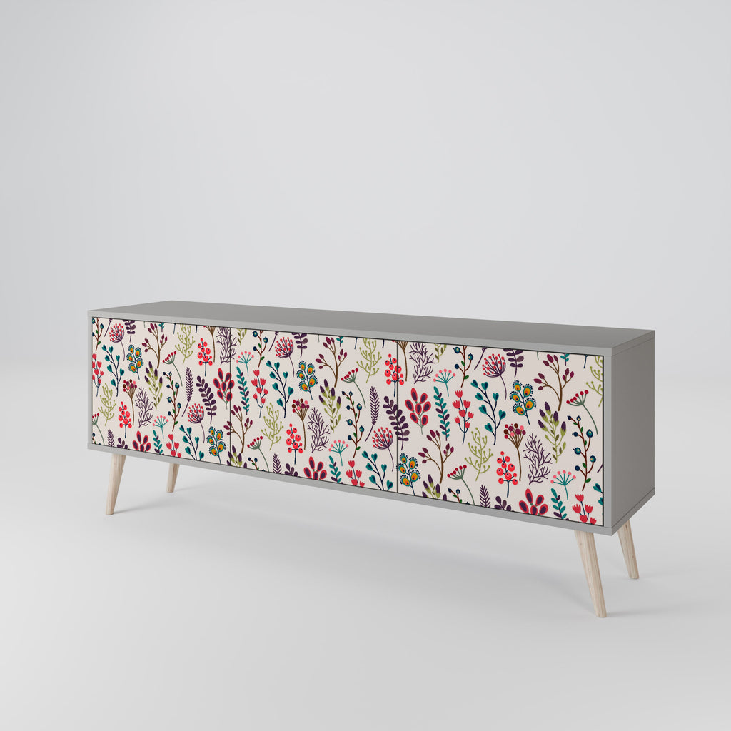 AUTUMN SUNDRIES Móvel de TV com 3 Portas em Acabamento Cinzento