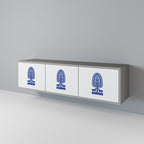 POLISH FOLK ART Móvel de TV com 3 Portas em Acabamento Cinzento