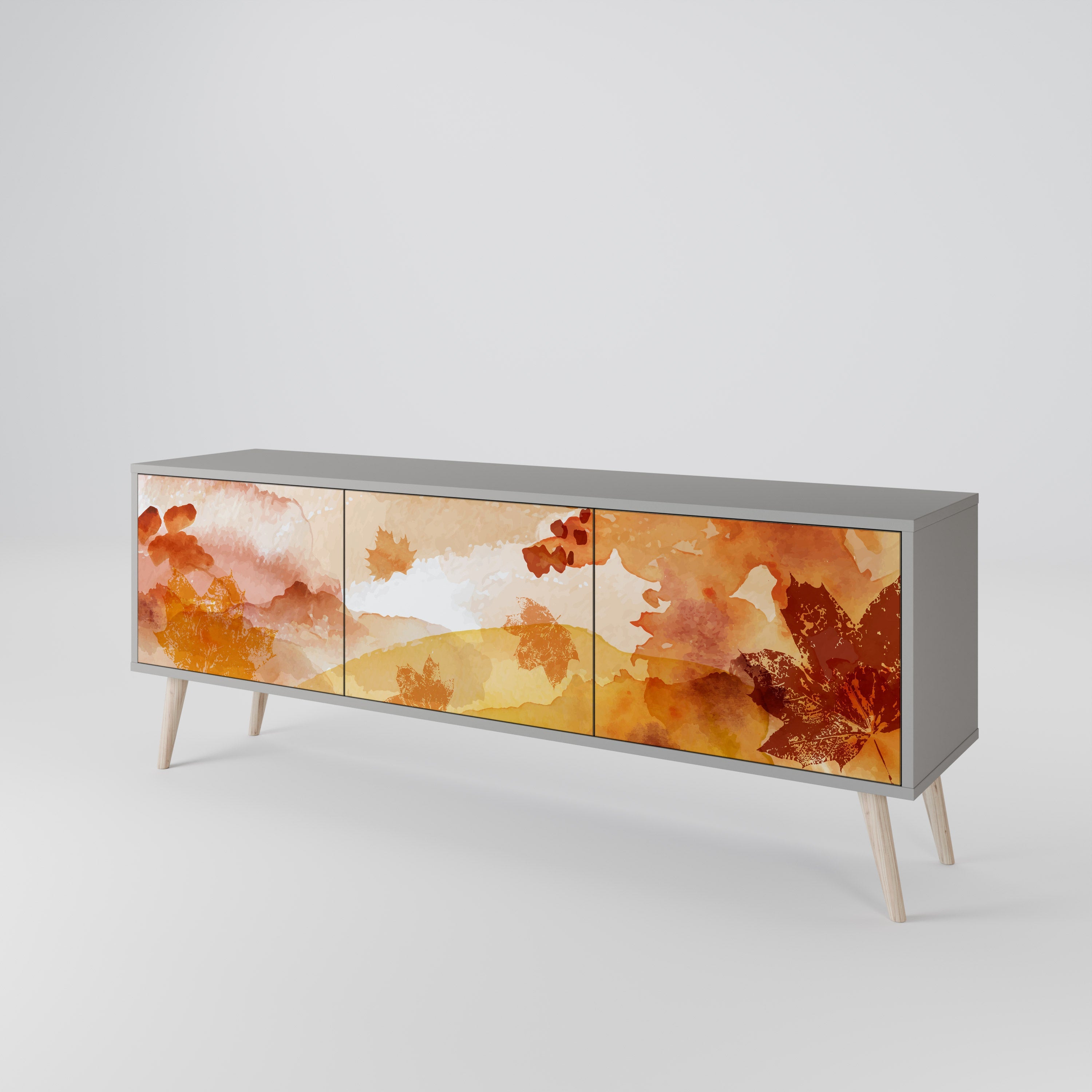 TRACES OF AUTUMN Móvel de TV com 3 Portas em Acabamento Cinzento