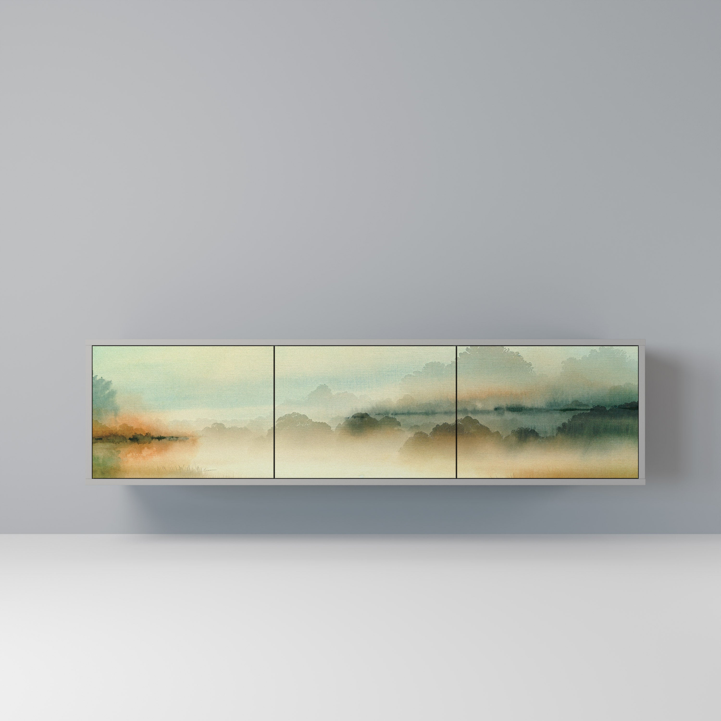 MORNING BY THE LAKE Móvel de TV com 3 Portas em Acabamento Cinzento