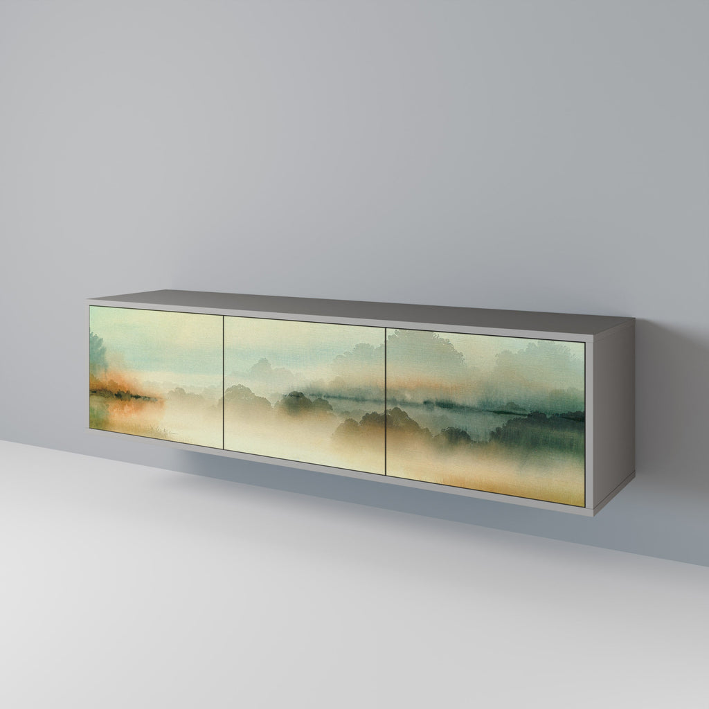 MORNING BY THE LAKE Móvel de TV com 3 Portas em Acabamento Cinzento