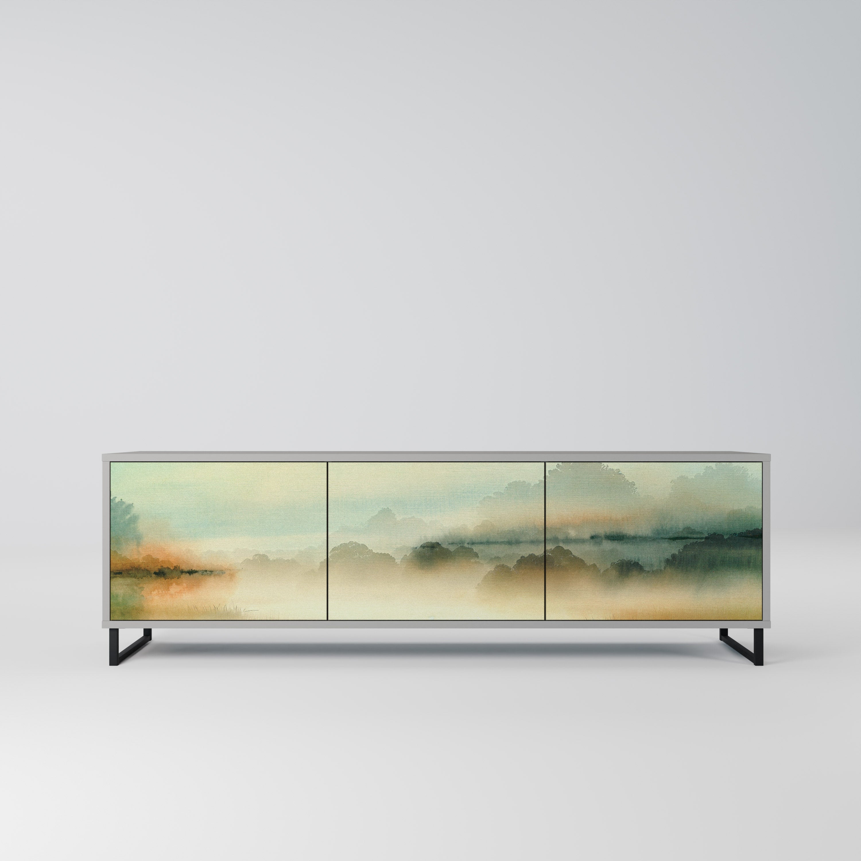 MORNING BY THE LAKE Móvel de TV com 3 Portas em Acabamento Cinzento