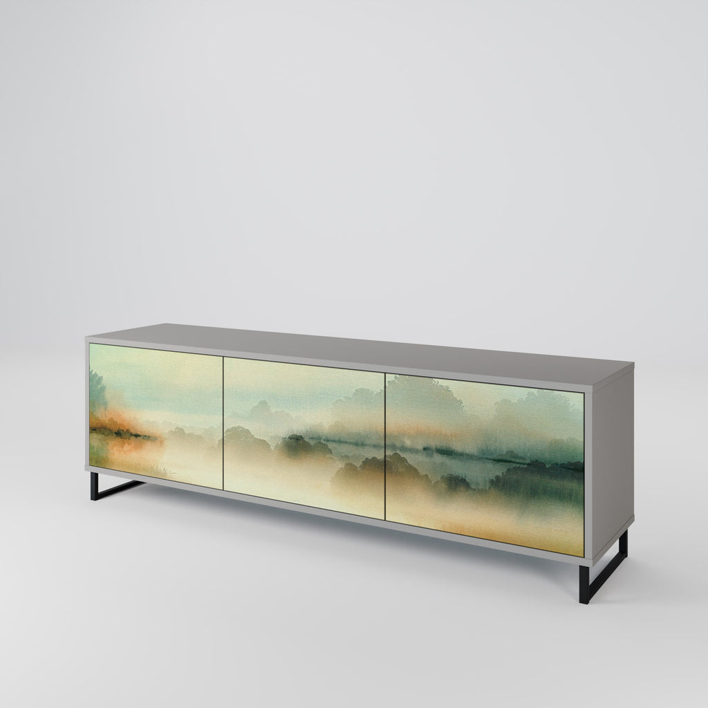 MORNING BY THE LAKE Móvel de TV com 3 Portas em Acabamento Cinzento