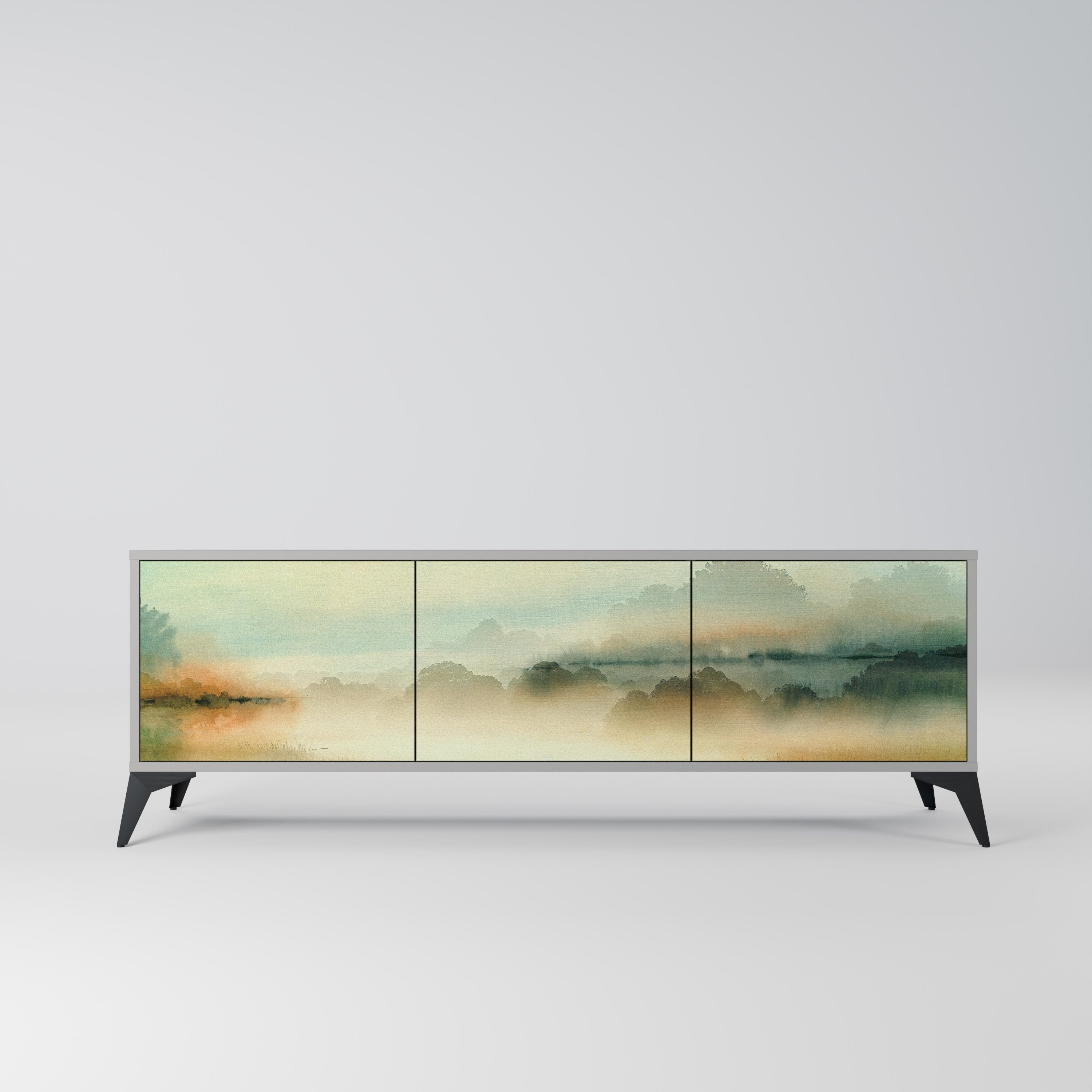MORNING BY THE LAKE Móvel de TV com 3 Portas em Acabamento Cinzento