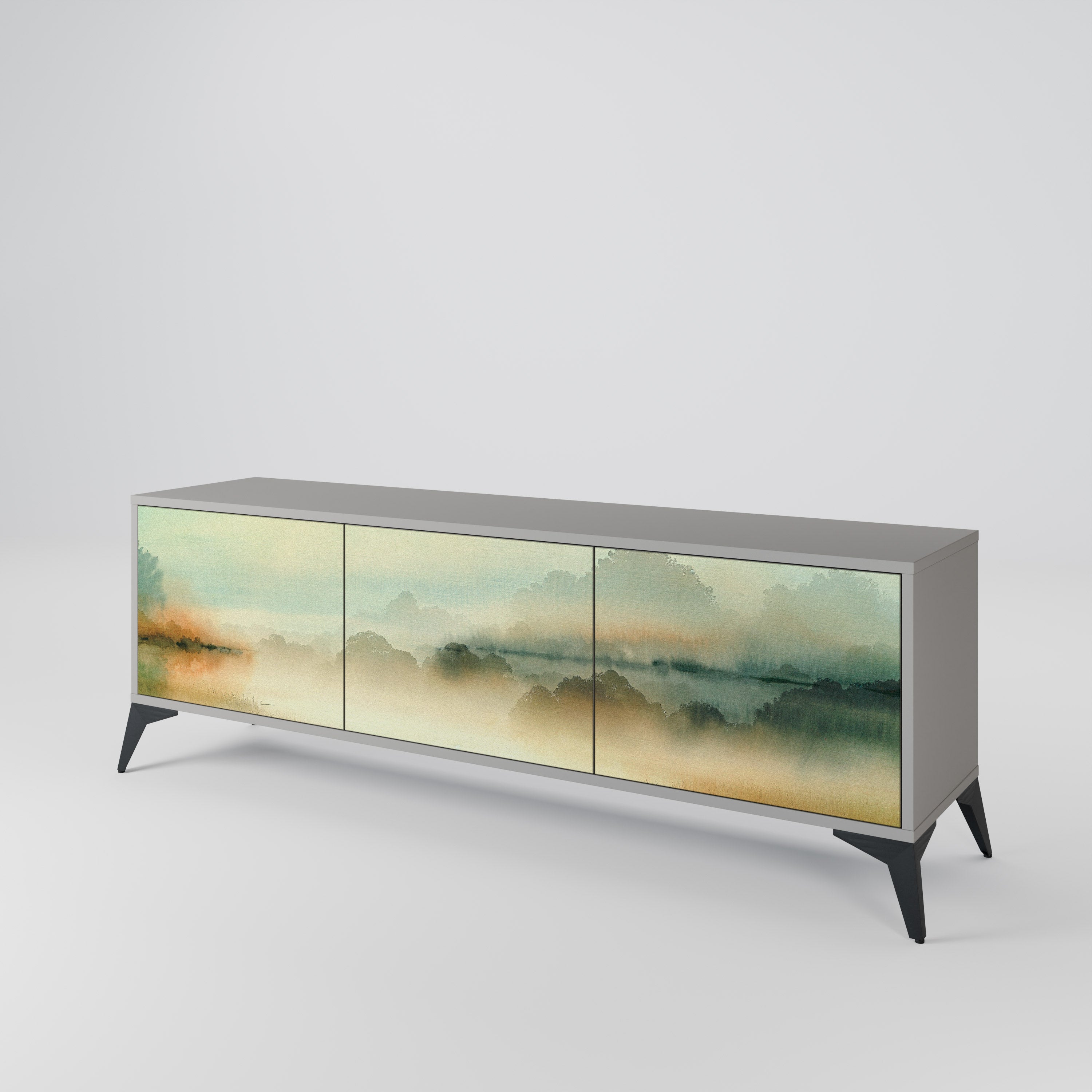 MORNING BY THE LAKE Móvel de TV com 3 Portas em Acabamento Cinzento