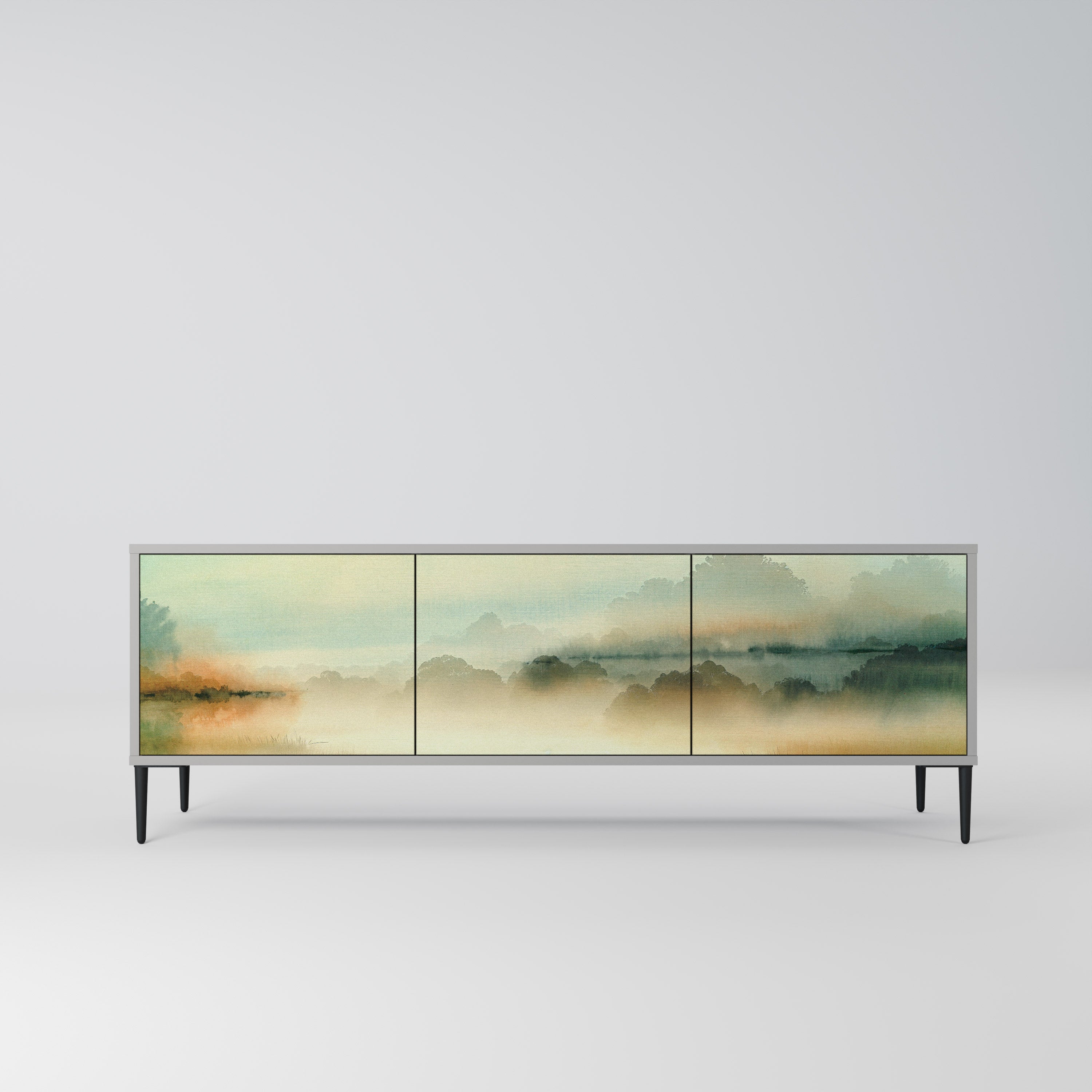 MORNING BY THE LAKE Móvel de TV com 3 Portas em Acabamento Cinzento