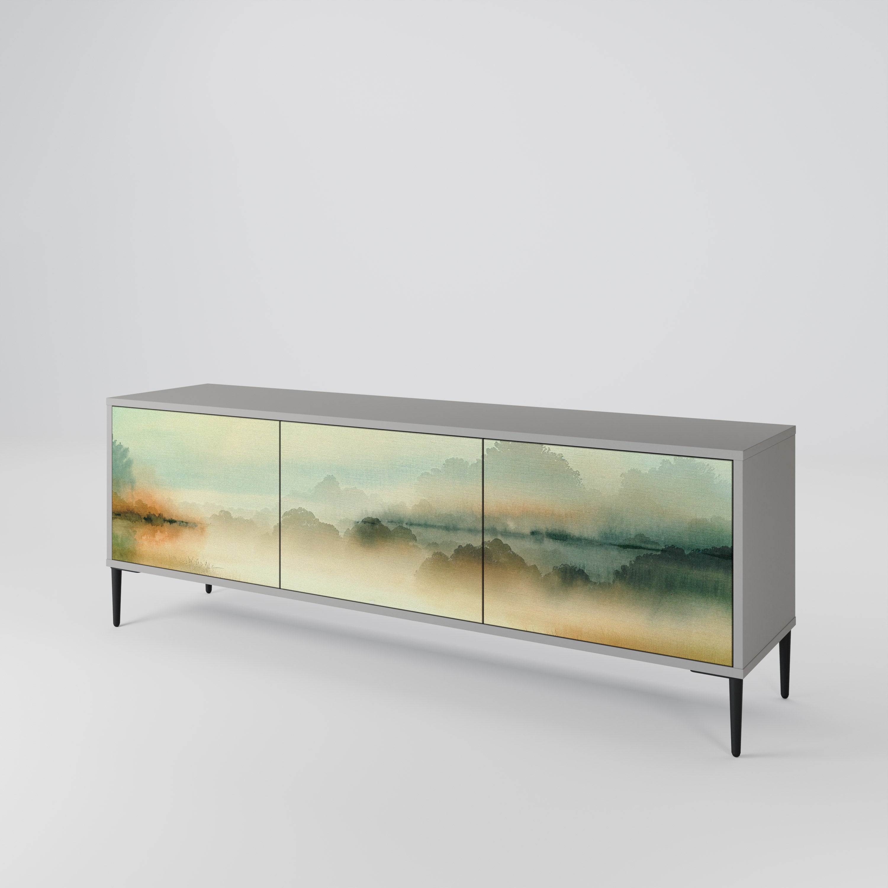 MORNING BY THE LAKE Móvel de TV com 3 Portas em Acabamento Cinzento