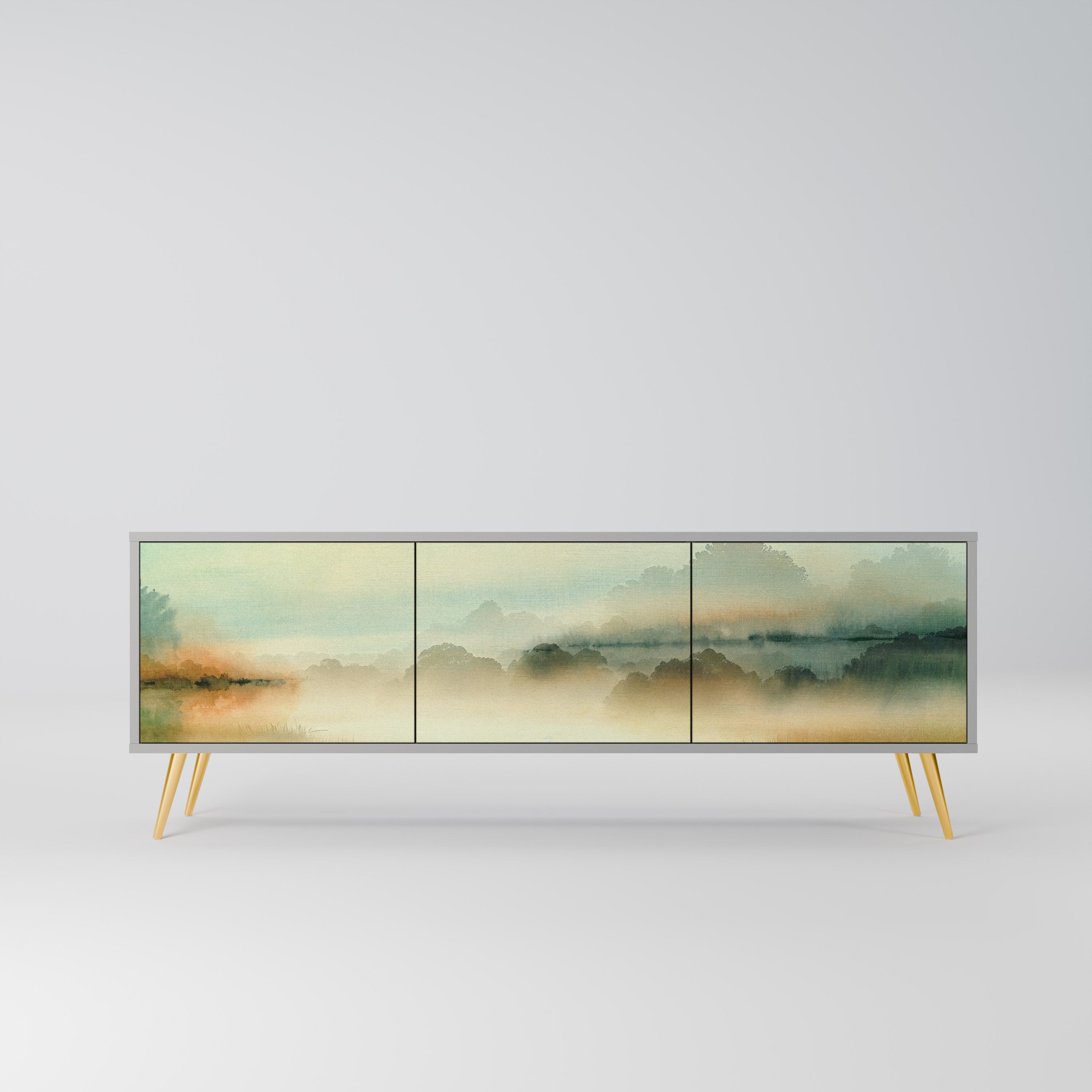 MORNING BY THE LAKE Móvel de TV com 3 Portas em Acabamento Cinzento