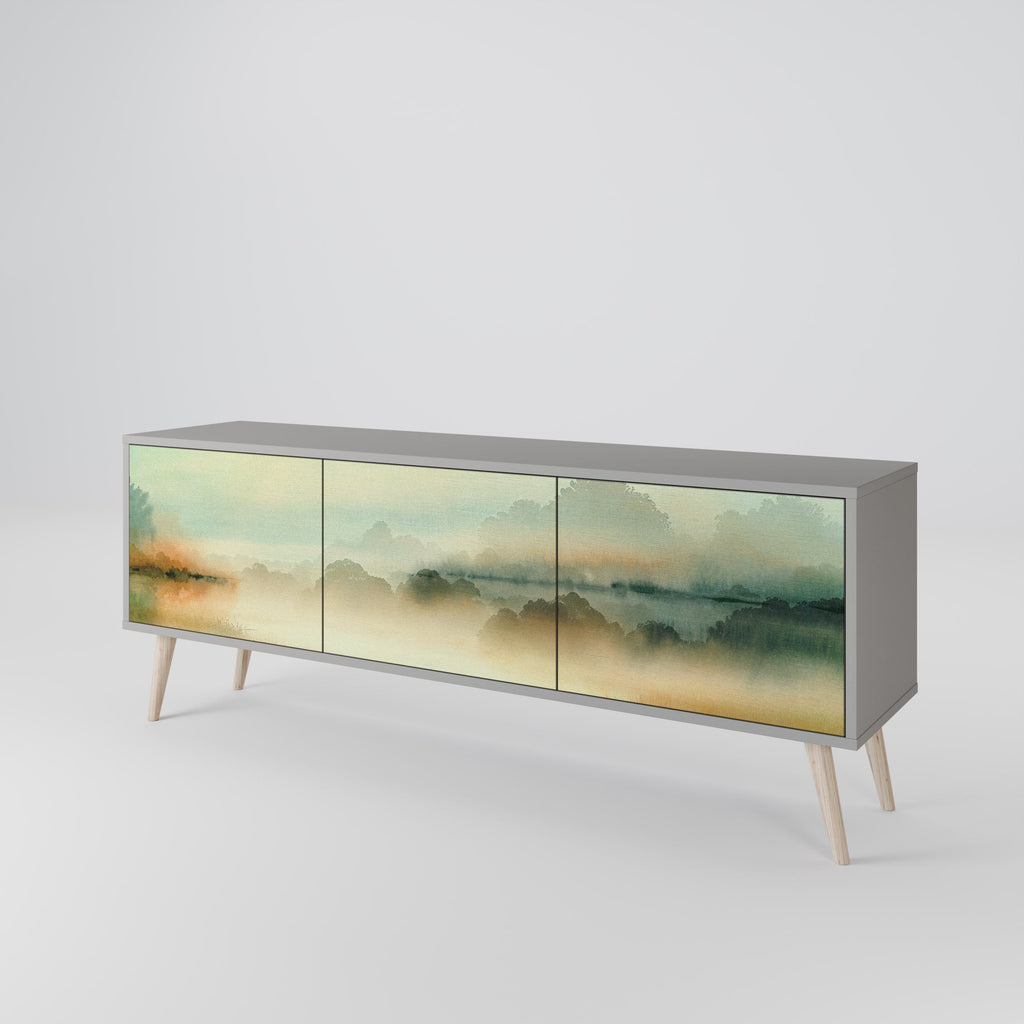 MORNING BY THE LAKE Móvel de TV com 3 Portas em Acabamento Cinzento