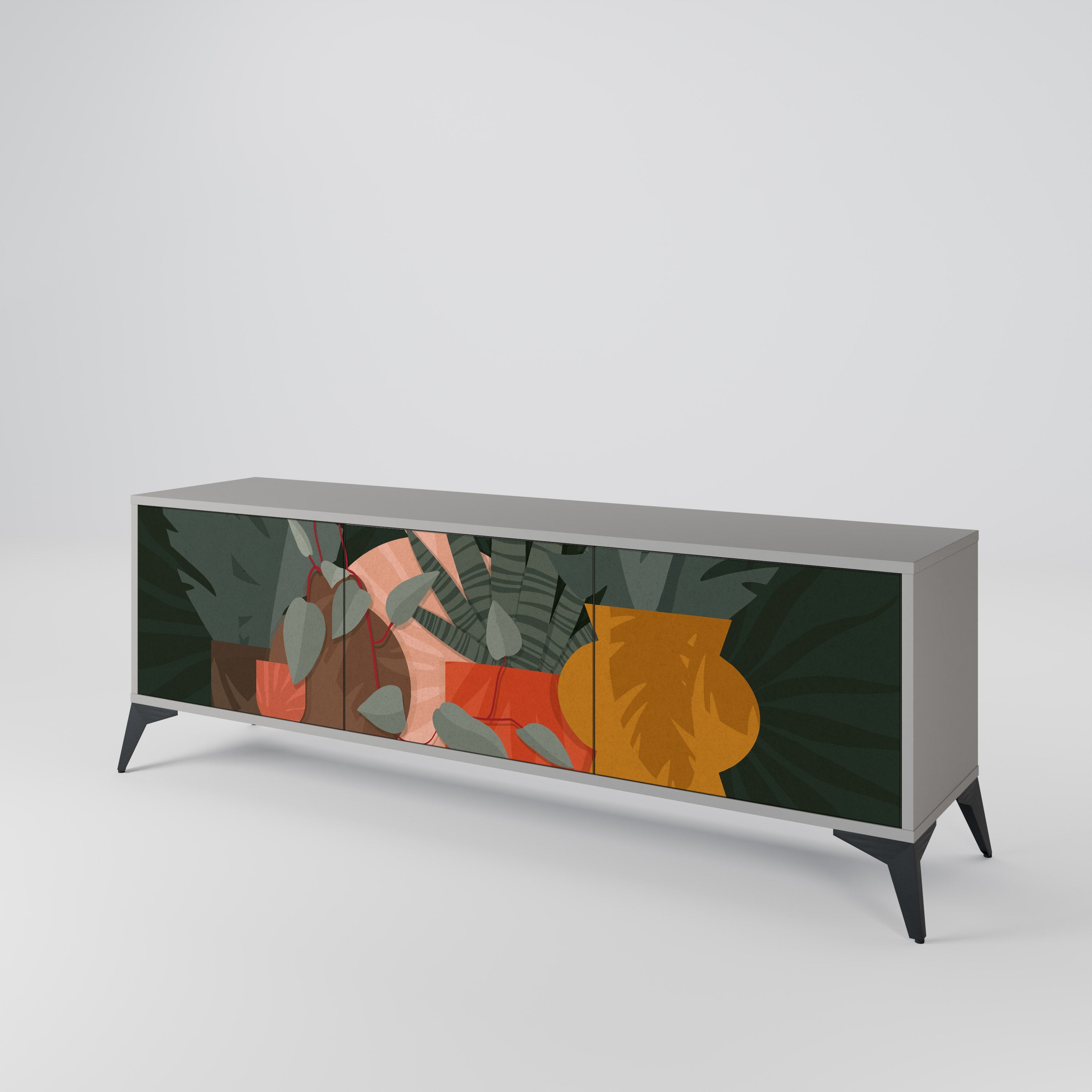 TROPICAL COMPOSITION Móvel de TV com 3 Portas em Acabamento Cinzento