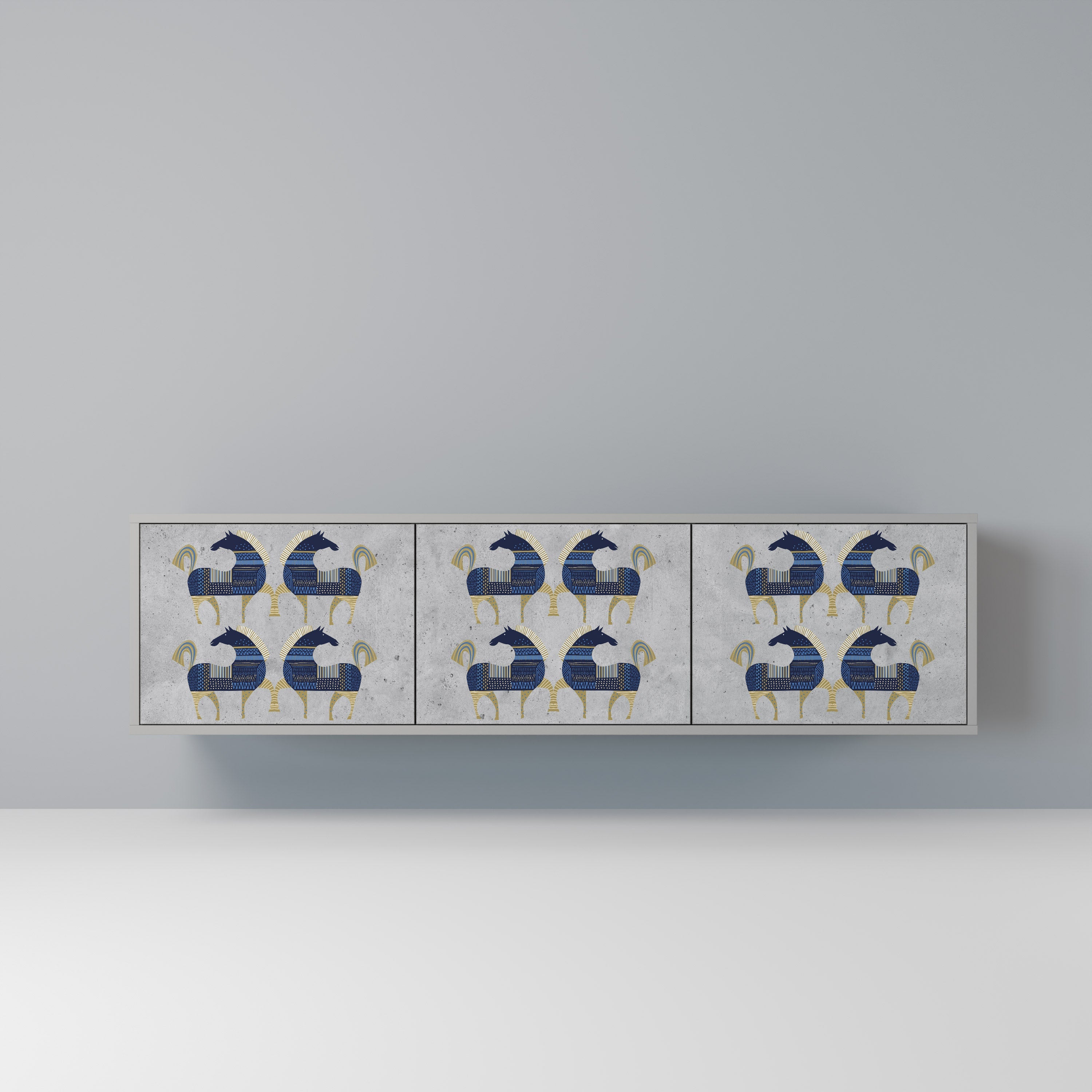 MAJESTIC STEED Móvel de TV com 3 Portas em Acabamento Cinzento